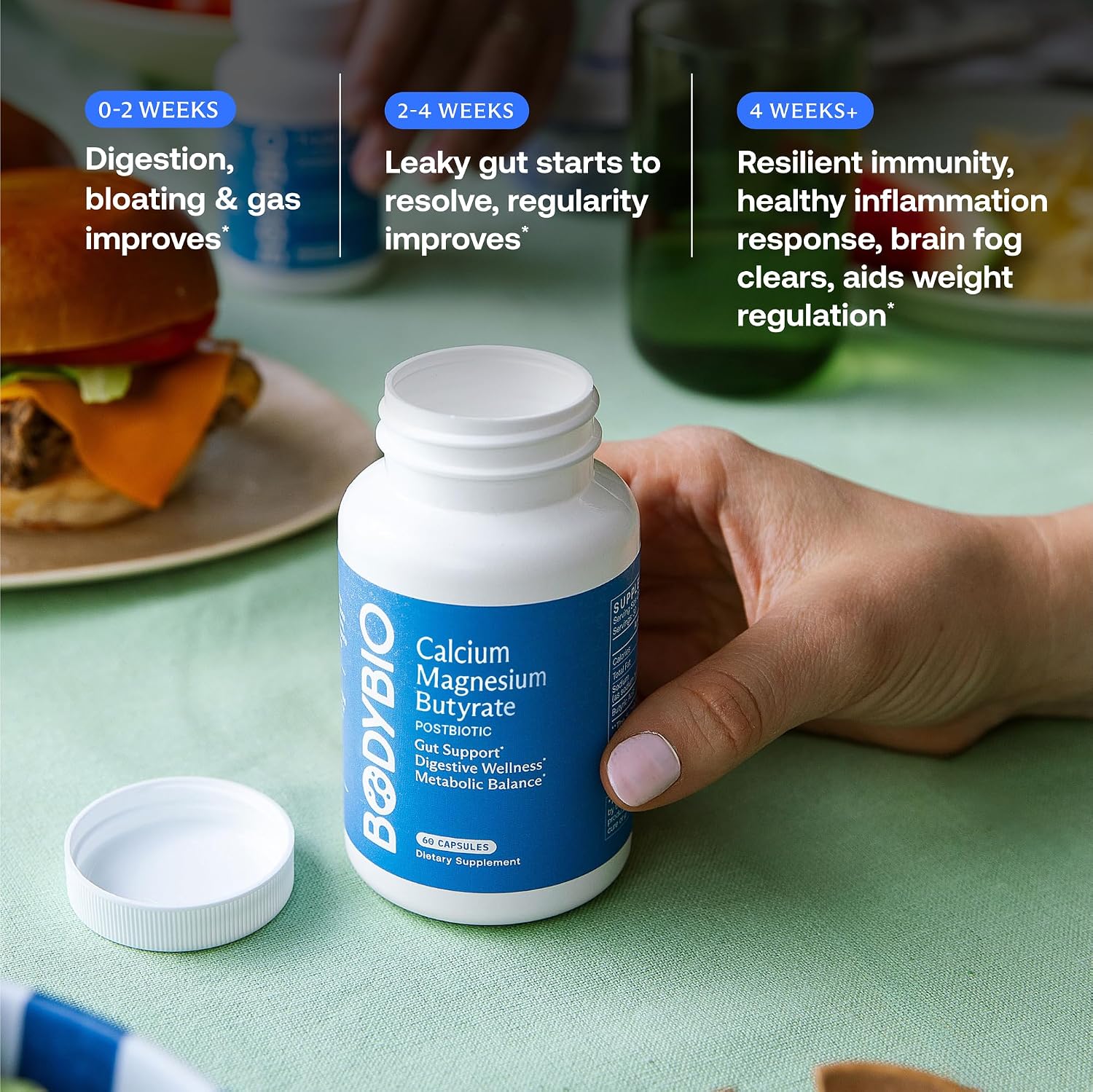 BodyBio Butyrate Calcium Magnesium - Postbiotic for Gut & Digestive Support | Gut Health, Digestive Support, Bloating, Gas & Constipation Relief, Leaky Gut Repair