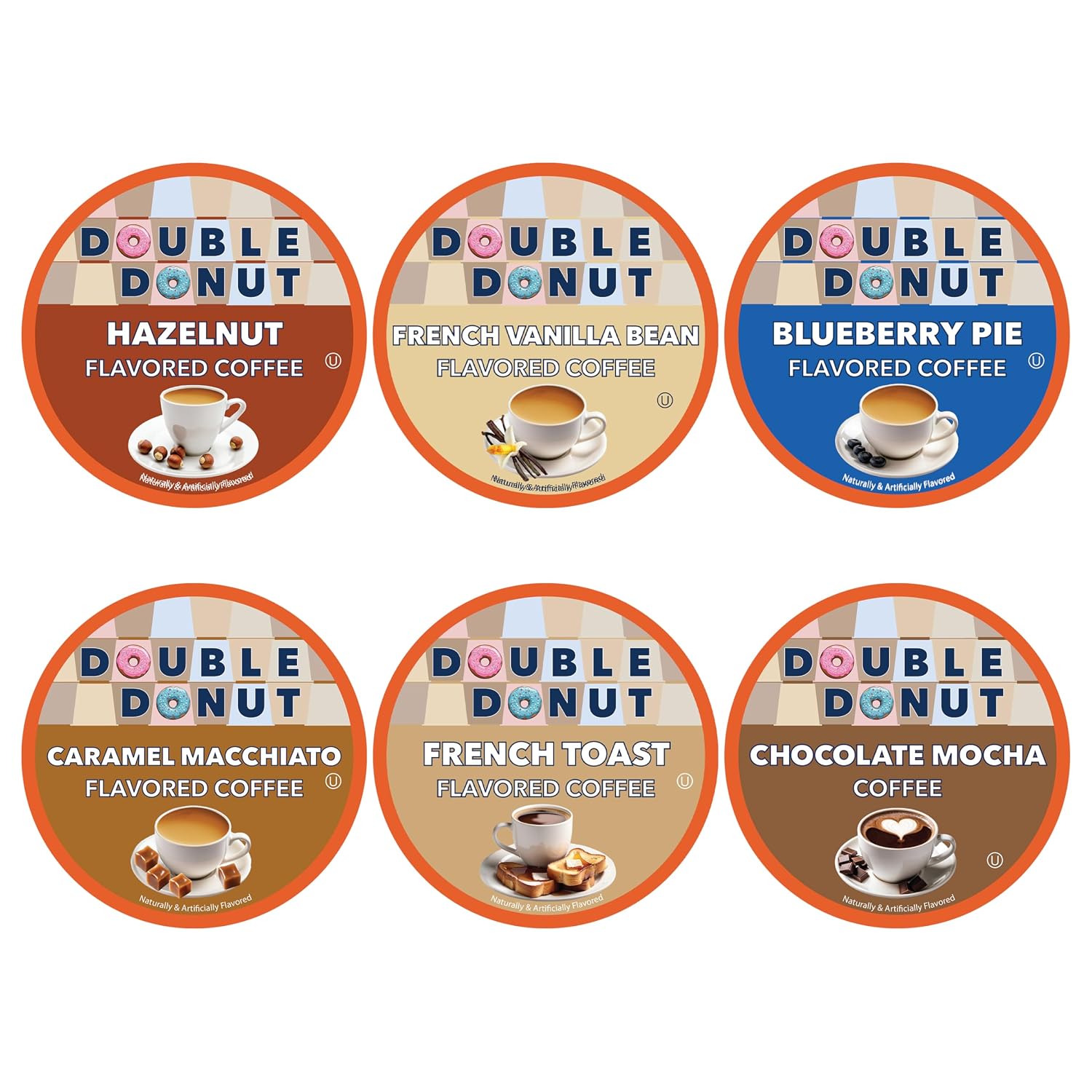 Double Donut Coffee Double Donut Medium Roast Decaf Coffee Pods, Classic, for Keurig K-Cup Machines, 24 Single-Serve Capsules per Box