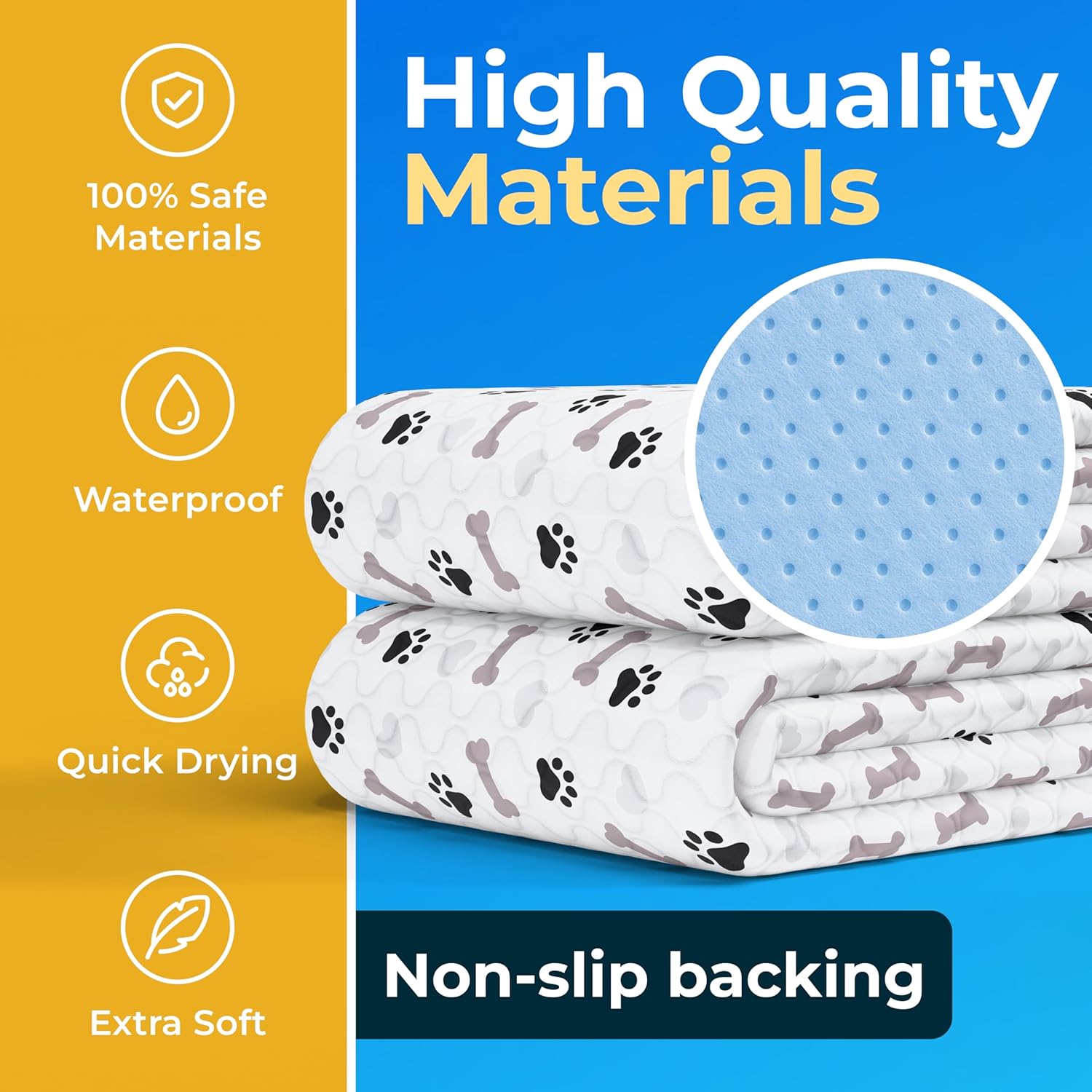 GREEN LIFESTYLE Washable Underpads - Large Pads for use as Incontinence Bed Pads, Reusable Pet Pads, Great for Dogs, Cats, Bunny