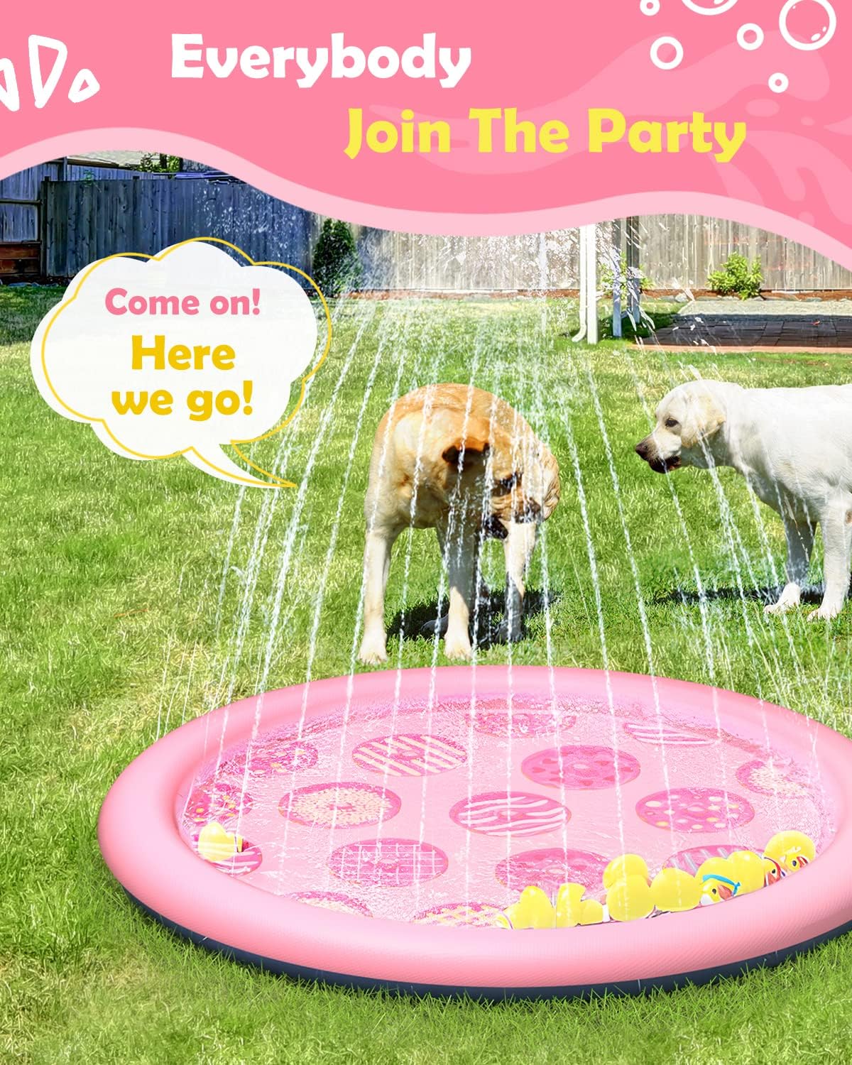 Peteast Dog Pool, Anti-Slip Splash Pad for Dogs, 67 in, Blue