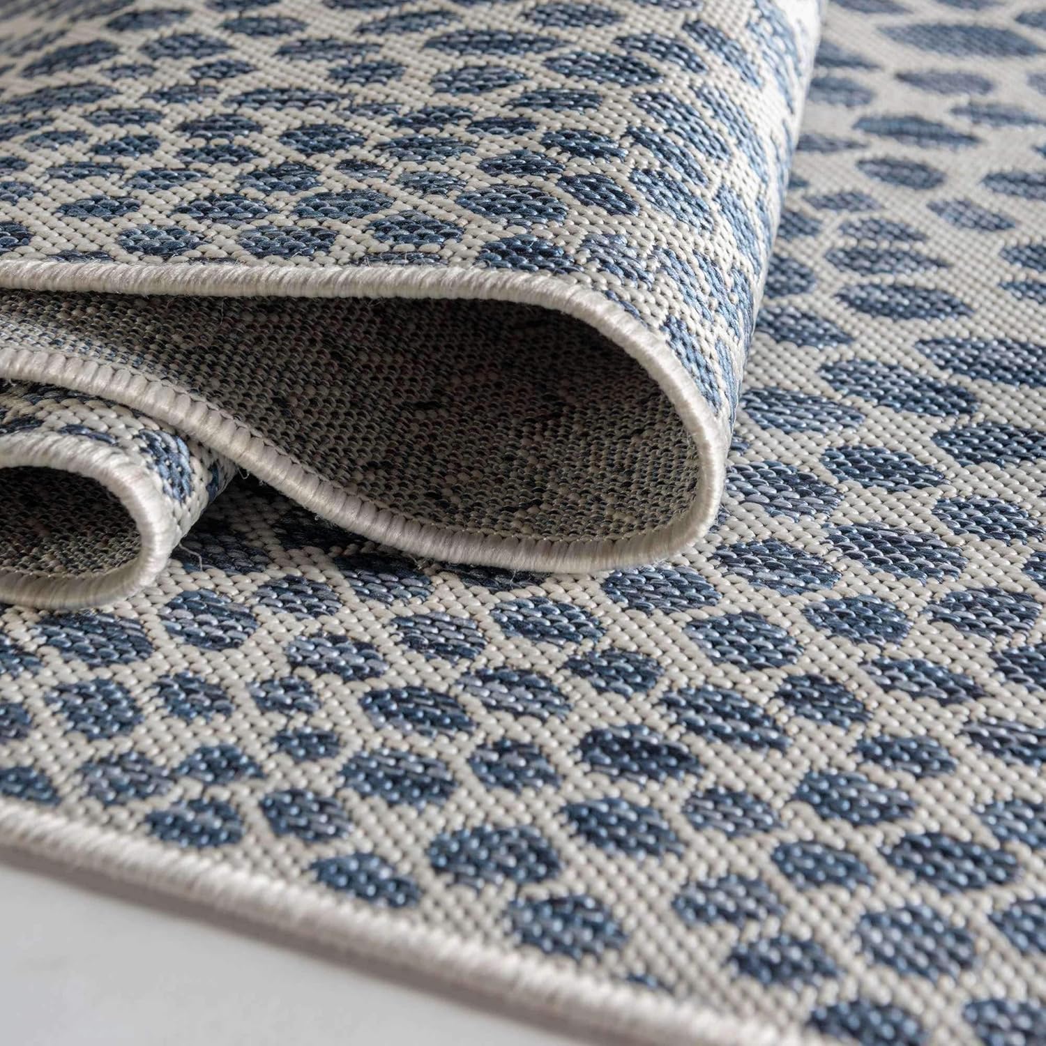 Unique Loom Outdoor Collection Area Rug - Cape Town (9' x 12' Rectangle, Blue/Ivory)