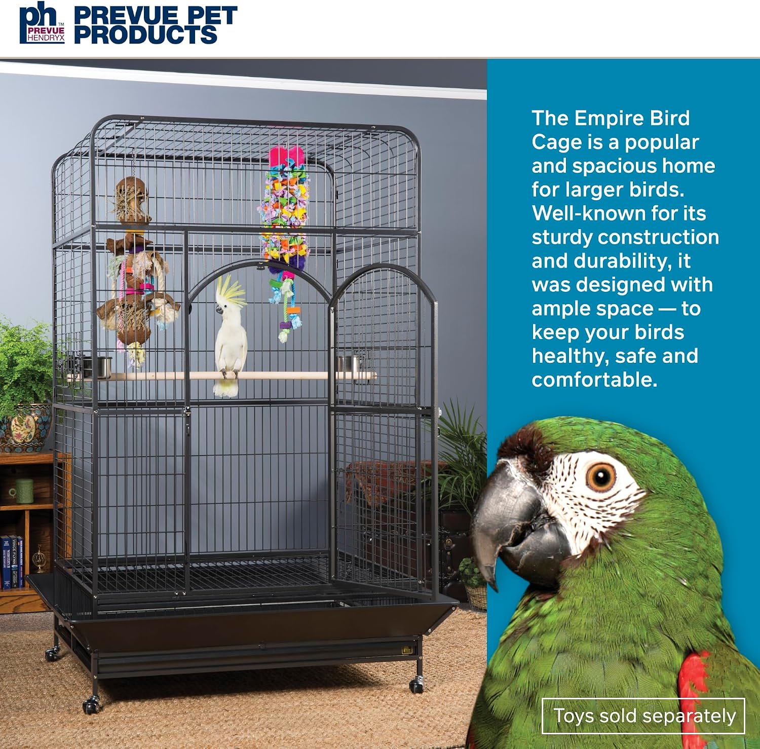 Prevue Pet Products Empire Bird Cage, X-Large, Black Hammertone,46" L x 36" W x 78 1/4" H