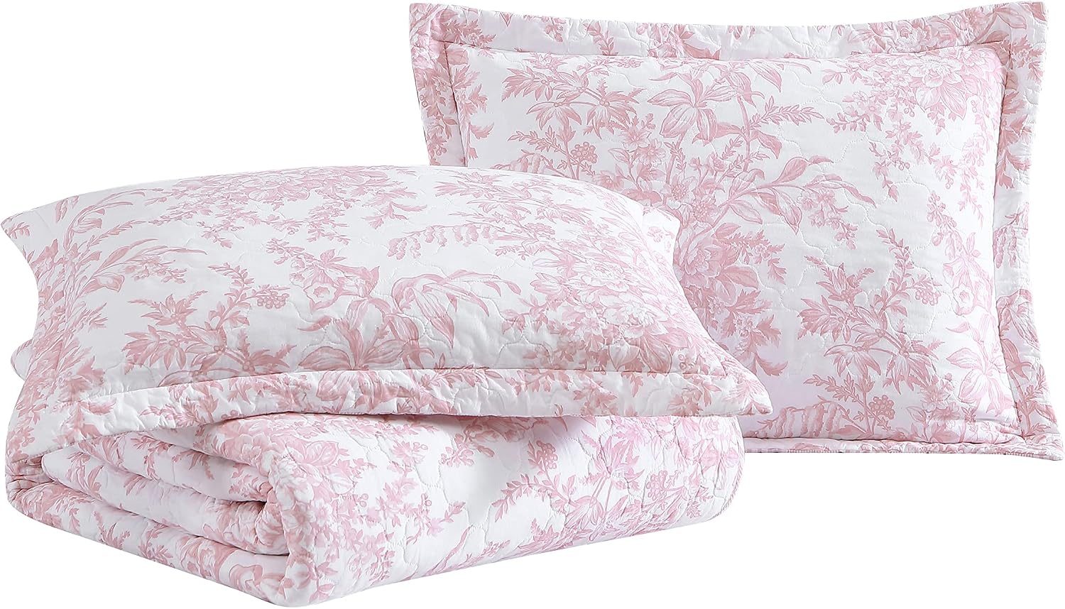 Laura Ashley – Queen Quilt Set, Soft & Lightweight Bedding with Matching Shams, Reversible Floral Room Decor, College Dorm Room Essentials (Bedford Blue)