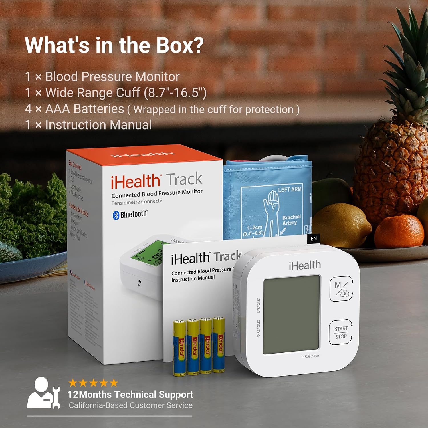 iHealth Track Smart Upper Arm Blood Pressure Monitor with Wide-Range Cuff | Bluetooth BP monitor for standard to large adult arms