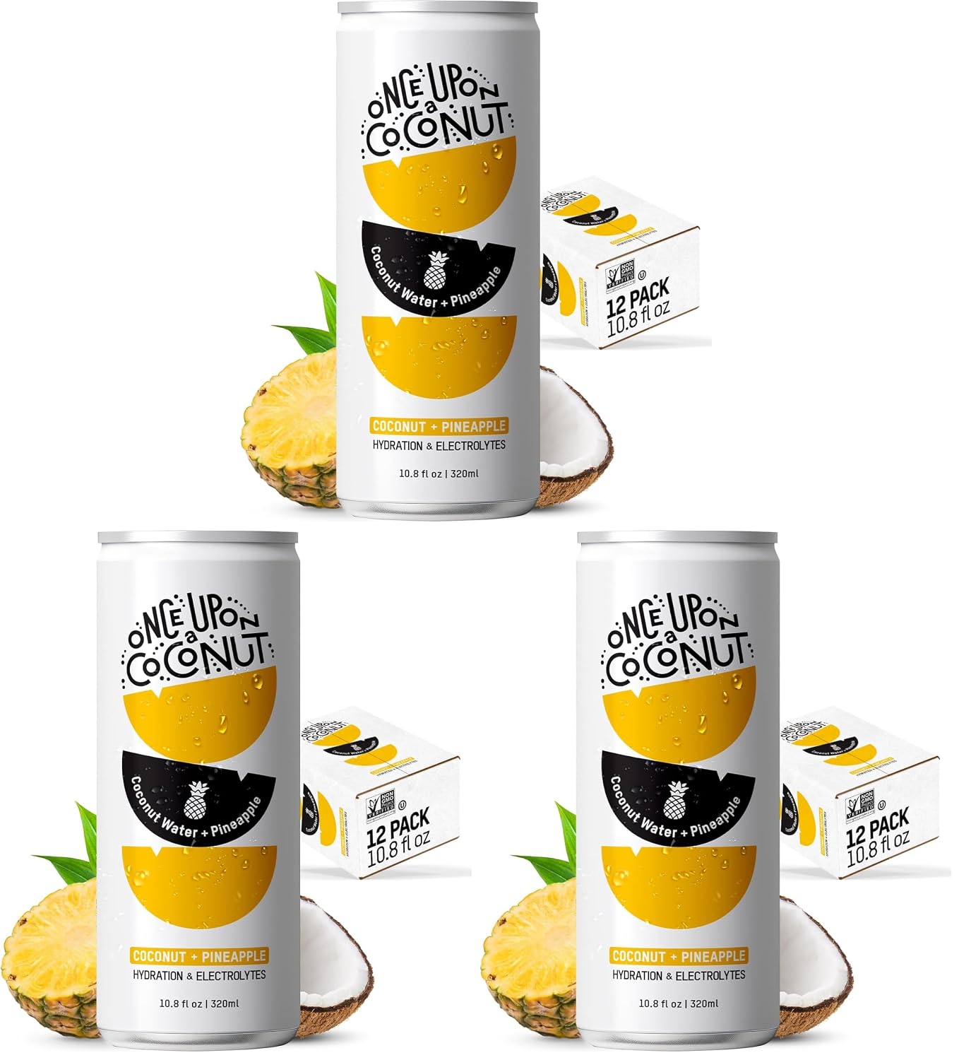 Once Upon a Coconut Premium Coconut Water - Low Calorie All-Natural Drink with Electrolytes - Non-GMO - Gluten-Free - 10.8 Fl Oz (Pack of 12)