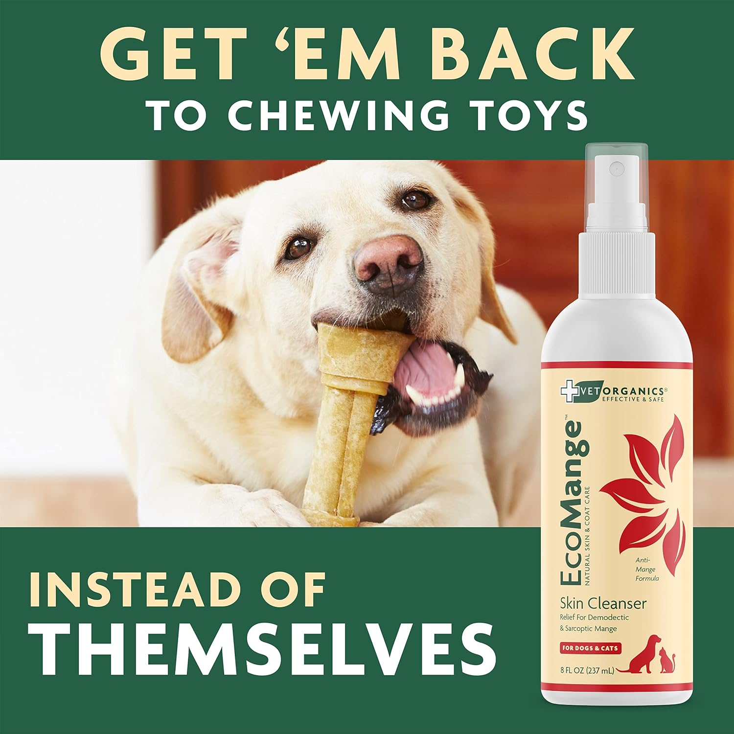 EcoMange Mange Relief for Dogs & Cats – 8 Oz. Cat & Dog Itch Relief