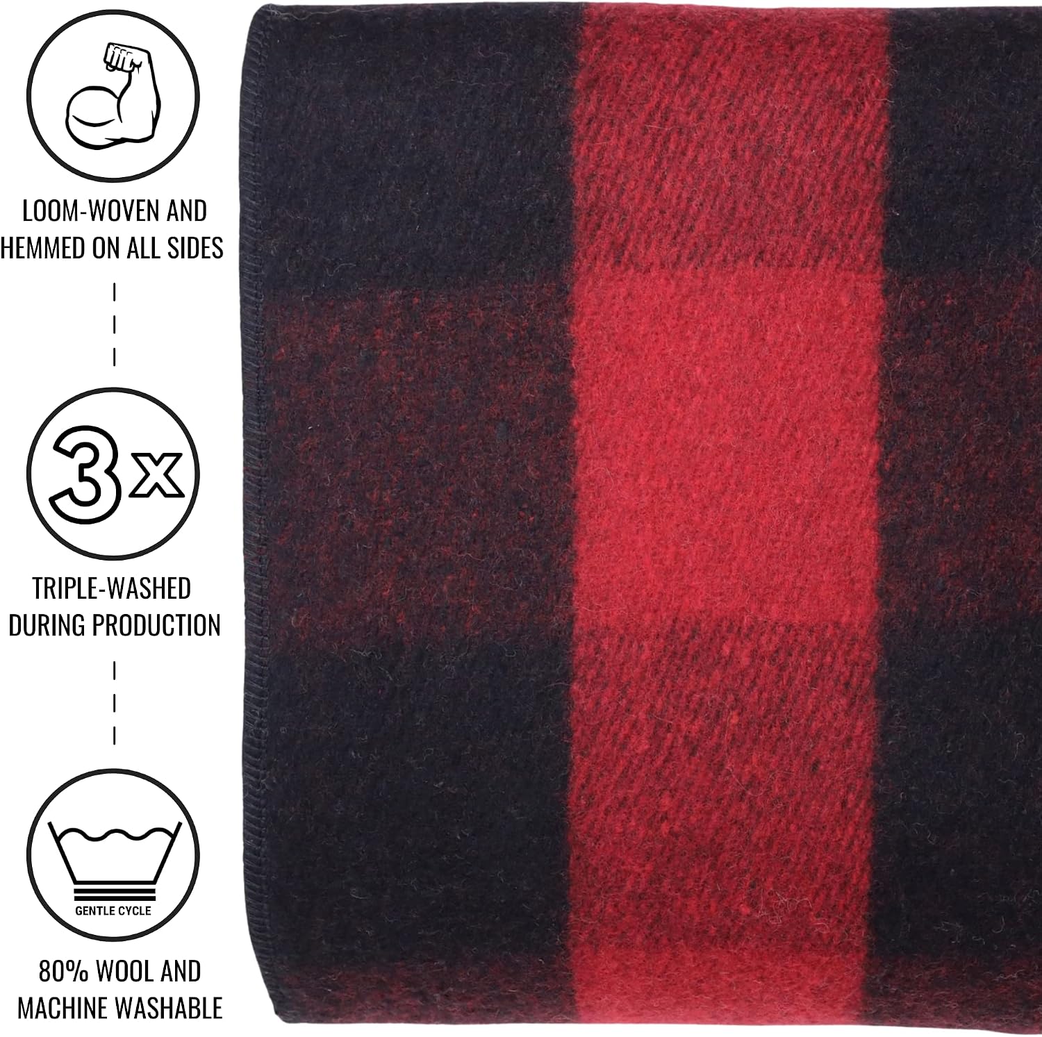 Arcturus Military Wool Blanket - Warm, Thick, Washable - Great for Outdoors, Camping, Stadium Blanket, Picnics, Travel - Car & Bushcraft Survival Kits