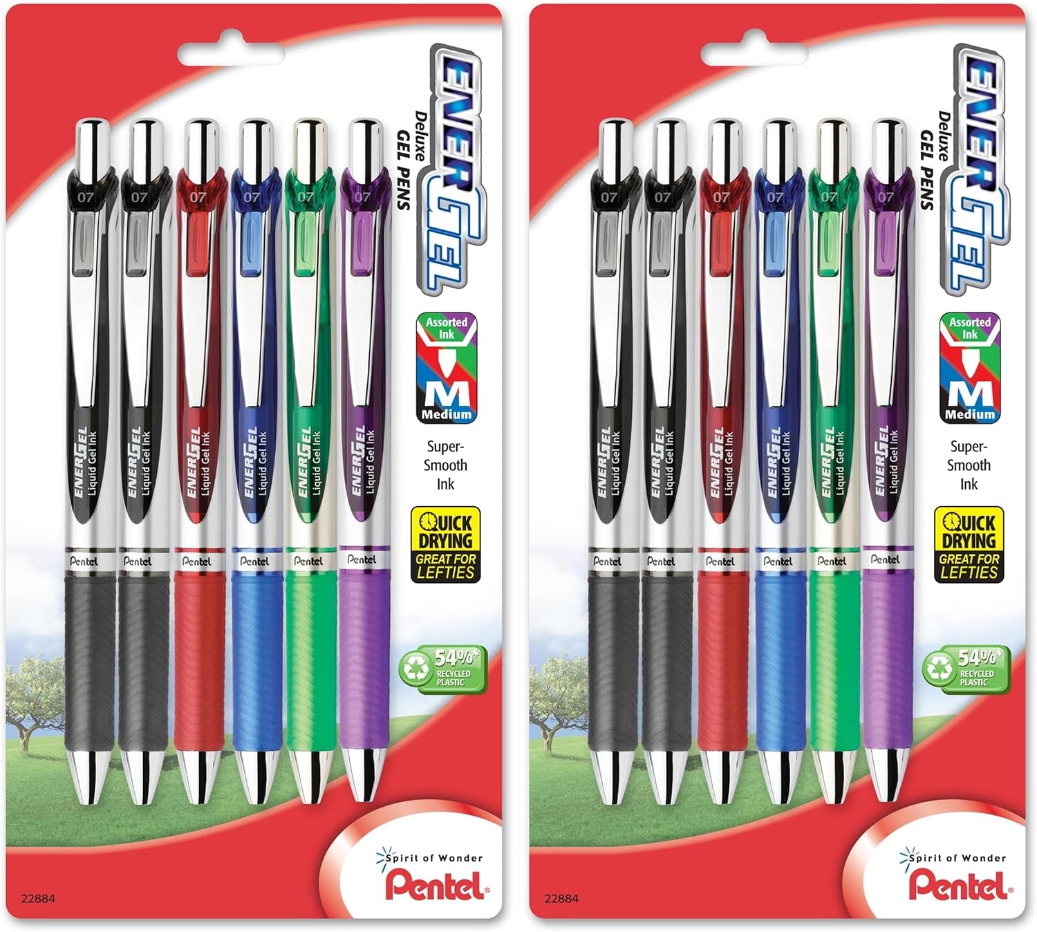 Pentel EnerGel RTX Retractable Liquid Gel Pen, (0.7mm), Medium Line, Metal Tip, Black Ink, Pack of 6 (BL77BP6A)