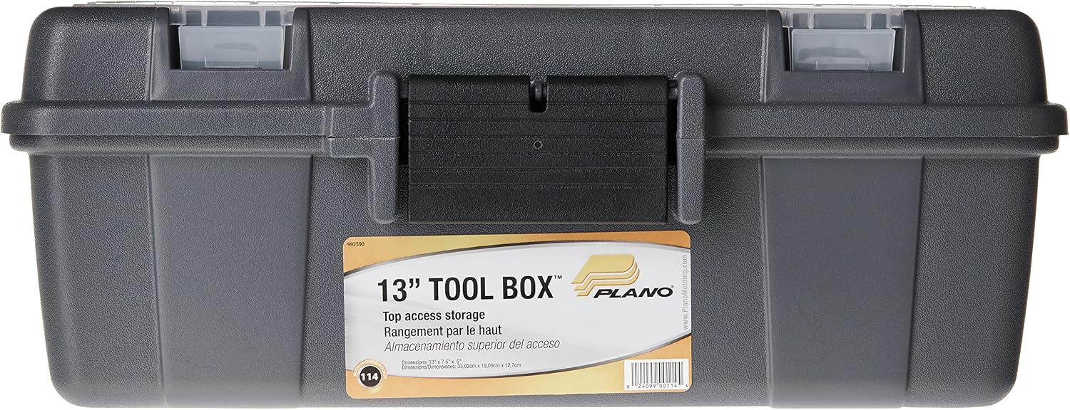 Plano Molding 114-002 13-Inch Compact Tool Box, Graphite Gray with Black Handle and Latches