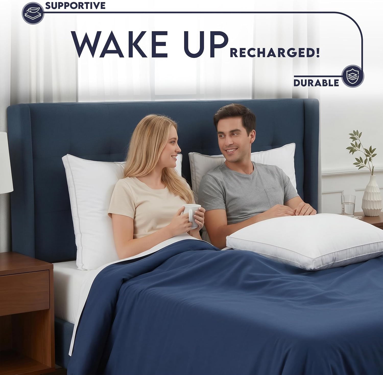 Utopia Bedding Gusset Bed Pillow, Hotel Pillows King Size Set of 2, White