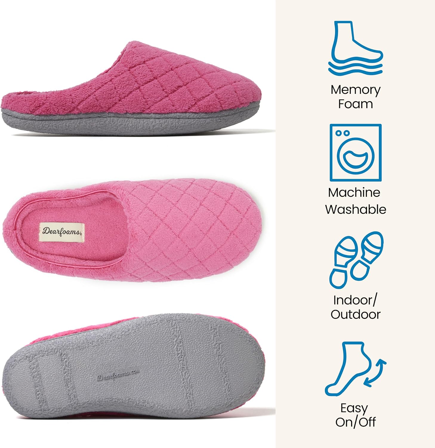 Leslie Terry Clog House Shoes with Memory Foam, Indoor Slippers with Wide Widths
