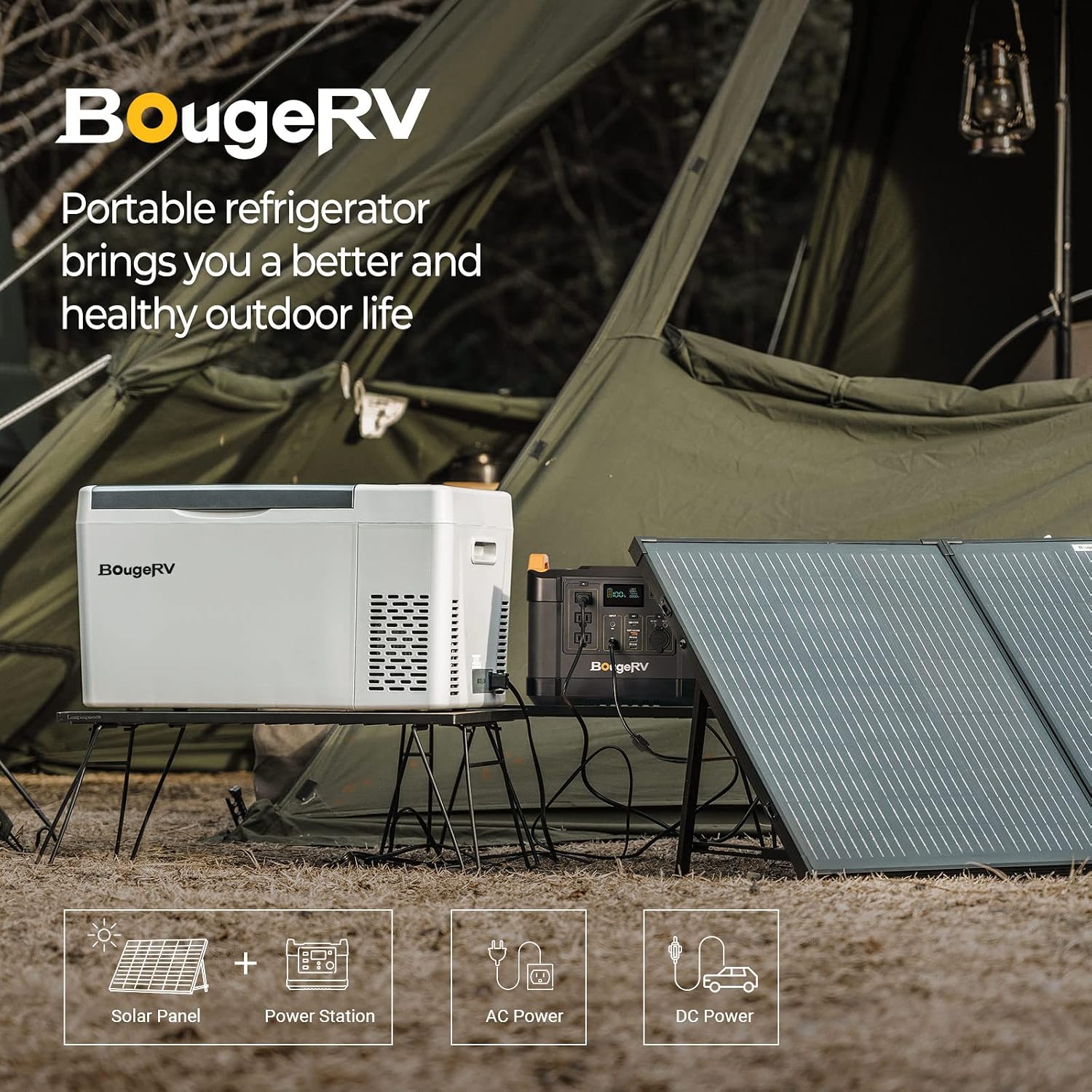 BougeRV 12v refrigerator 23 Quart, -8℉~50℉ Portable Freezer for Car, Grey