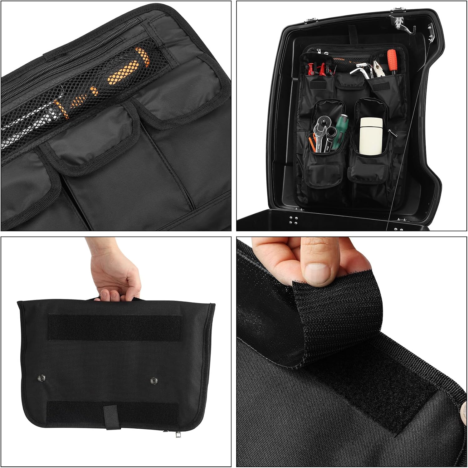 TCMT Motorcycle Saddle Bag Lid Organizer for Harley Touring Road King Street Electra Road Glide FLH/T 1999-2013