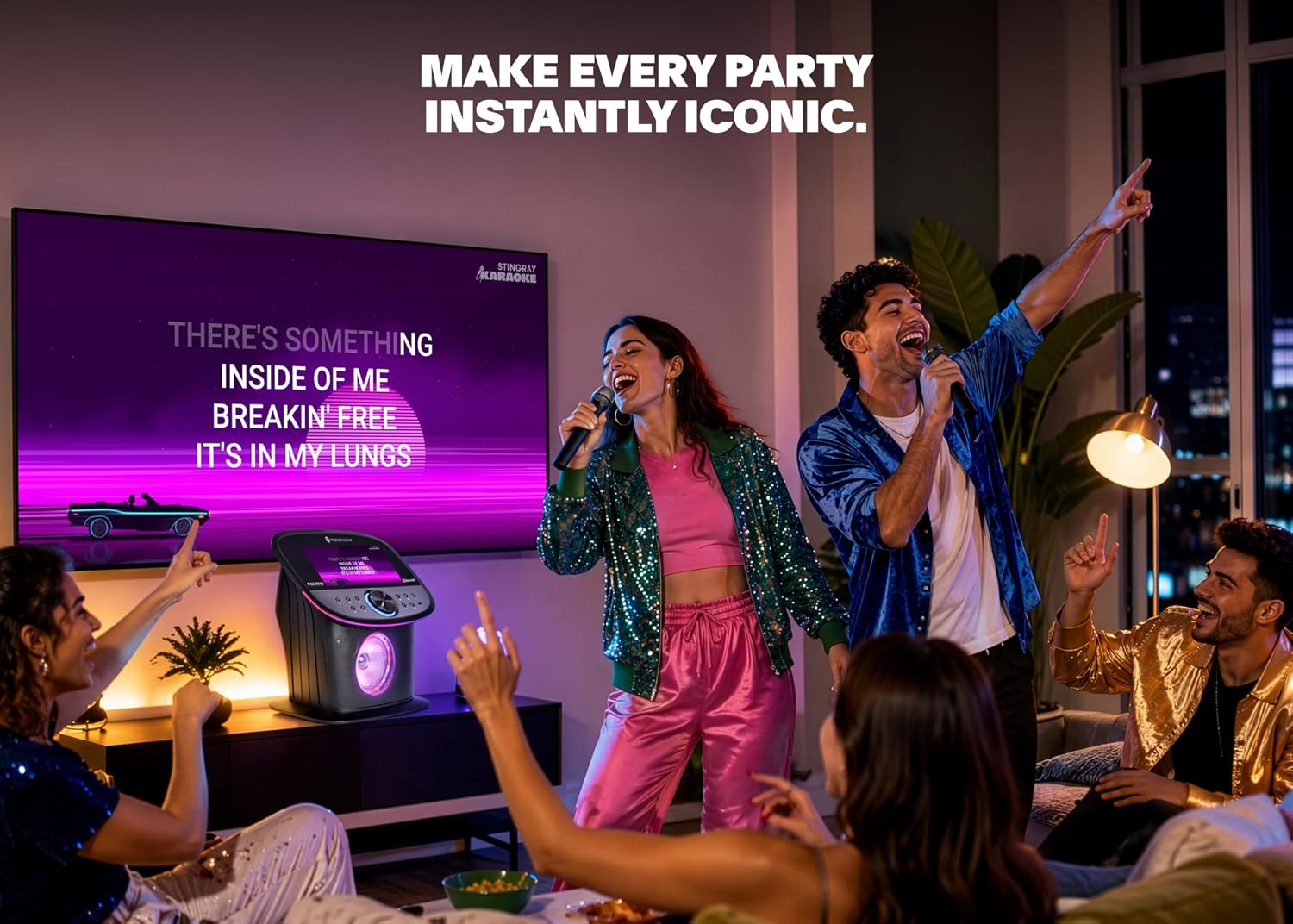 Singing Machine Karaoke Machine Screen, WiFi, Music Apps, 2 Microphones | All-in-One Karaoke Adults/Kids, Built-in Screen, 2 Wireless Mics, WiFi Enabled, App Compatible YouTube/Spotify, Home & Partie