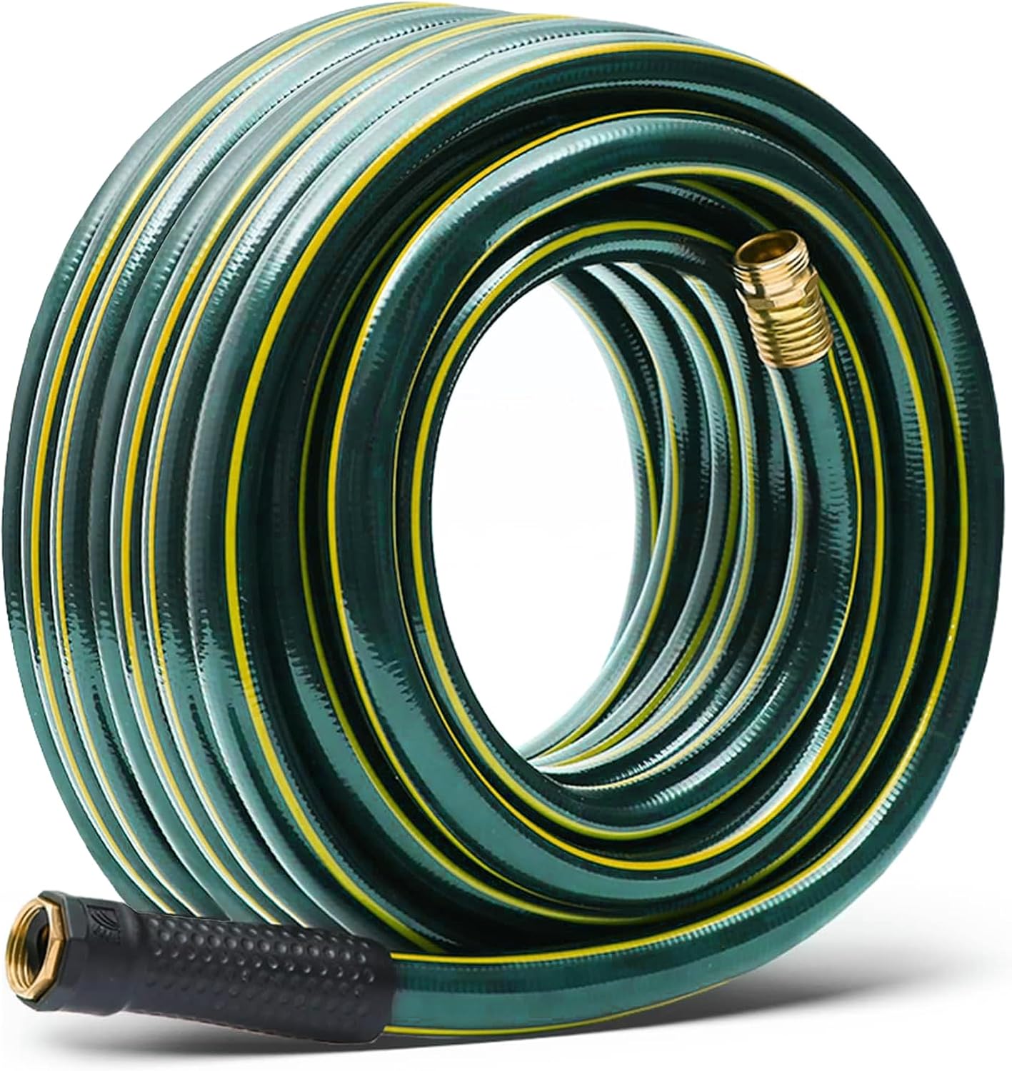Solution4Patio Long Black Garden Hose 3/4 in. x 50 ft. -Heavy Duty Durable Flexible Lightweight Water Pipe -Brass Aluminum Ends for Household & Commercial -Kink Free, No Leaking, Male/Female Fittings