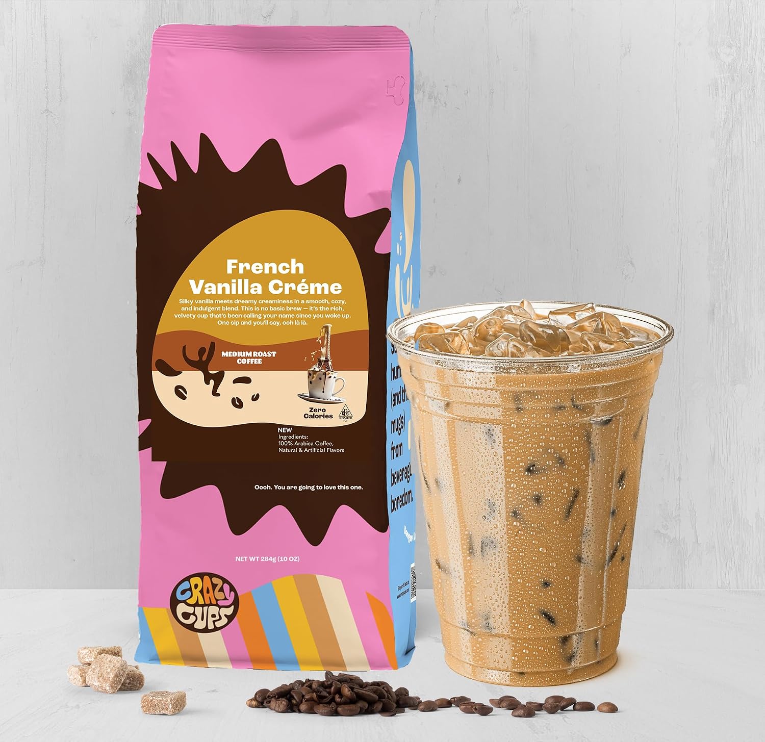 Crazy Cups Flavored Ground Coffee, Cinnamon French Toast, in 10 oz Bag, For Brewing Flavored Hot or Iced Coffee