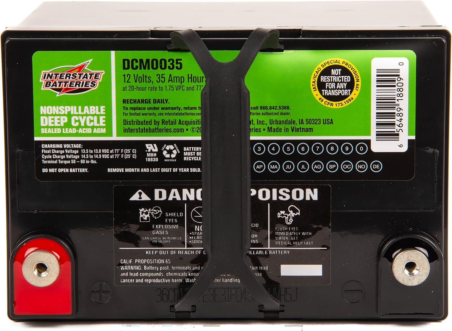 Interstate Batteries 12V 35Ah SLA AGM Deep Cycle Battery Insert Terminal