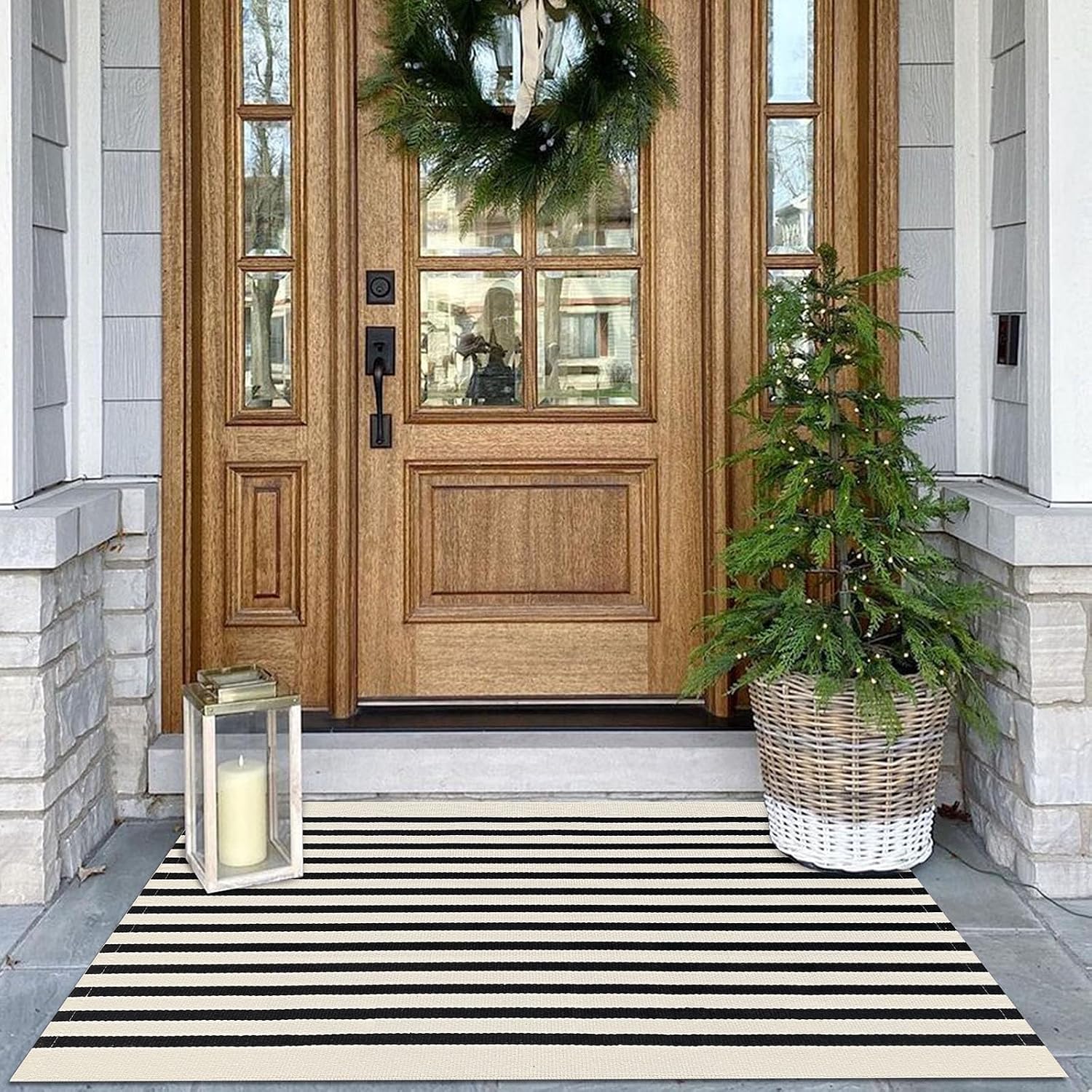 KOZYFLY Black and White Area Rug 3x5 Ft Washable