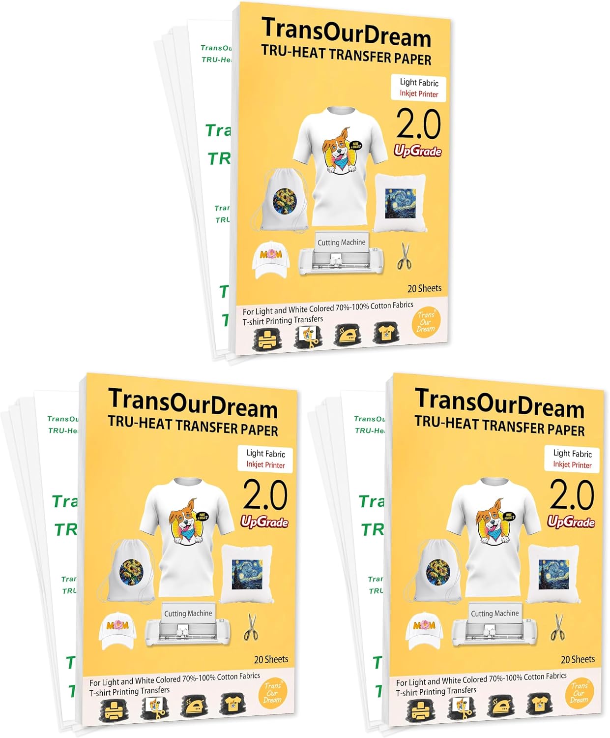 TransOurDream Upgraded Iron on Heat Transfer Paper for T Shirts (20 Sheets