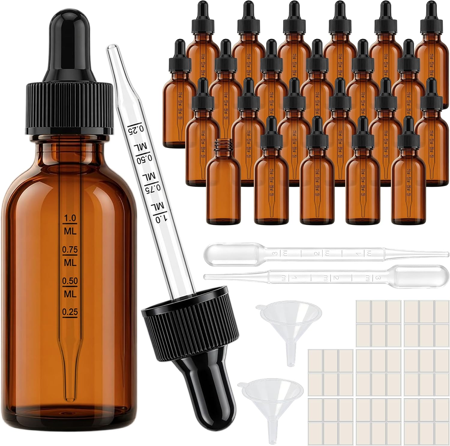 PrettyCare Glass Eye Dropper Bottles 99 Pack
