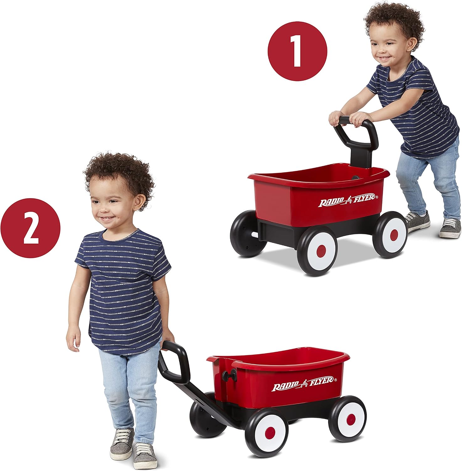 Radio Flyer Push & Pull Walker Wagon with Teddy Bear, Ages 1-4 Years, Red