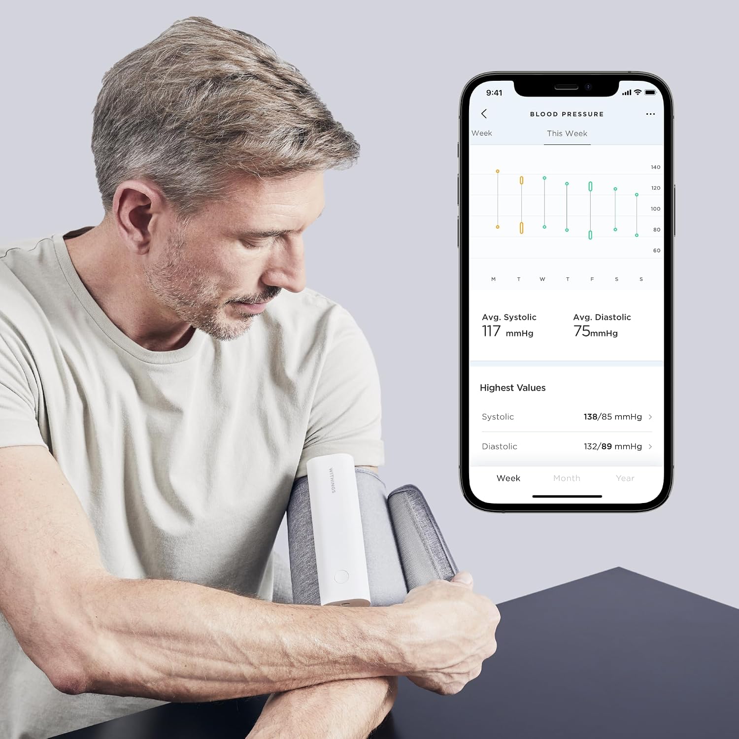 Withings BPM Connect - Digital Blood Pressure Cuff & Heart Rate Monitor - Blood Pressure Machine Arm Cuff, FDA Cleared, FSA/HSA Eligible