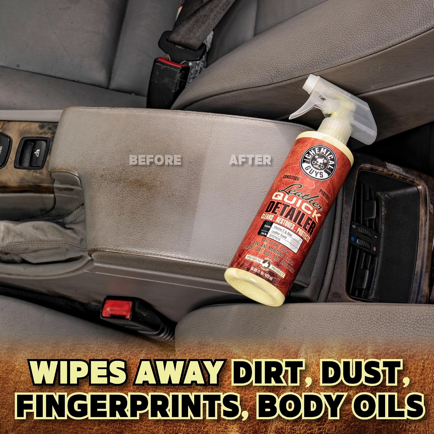 Chemical Guys, Leather Quick Detailer, Cleaner & Conditioner Spray, 16 oz | Quick spray cleans and conditions seats, furniture and apparel, safe on natural, synthetic and faux leather