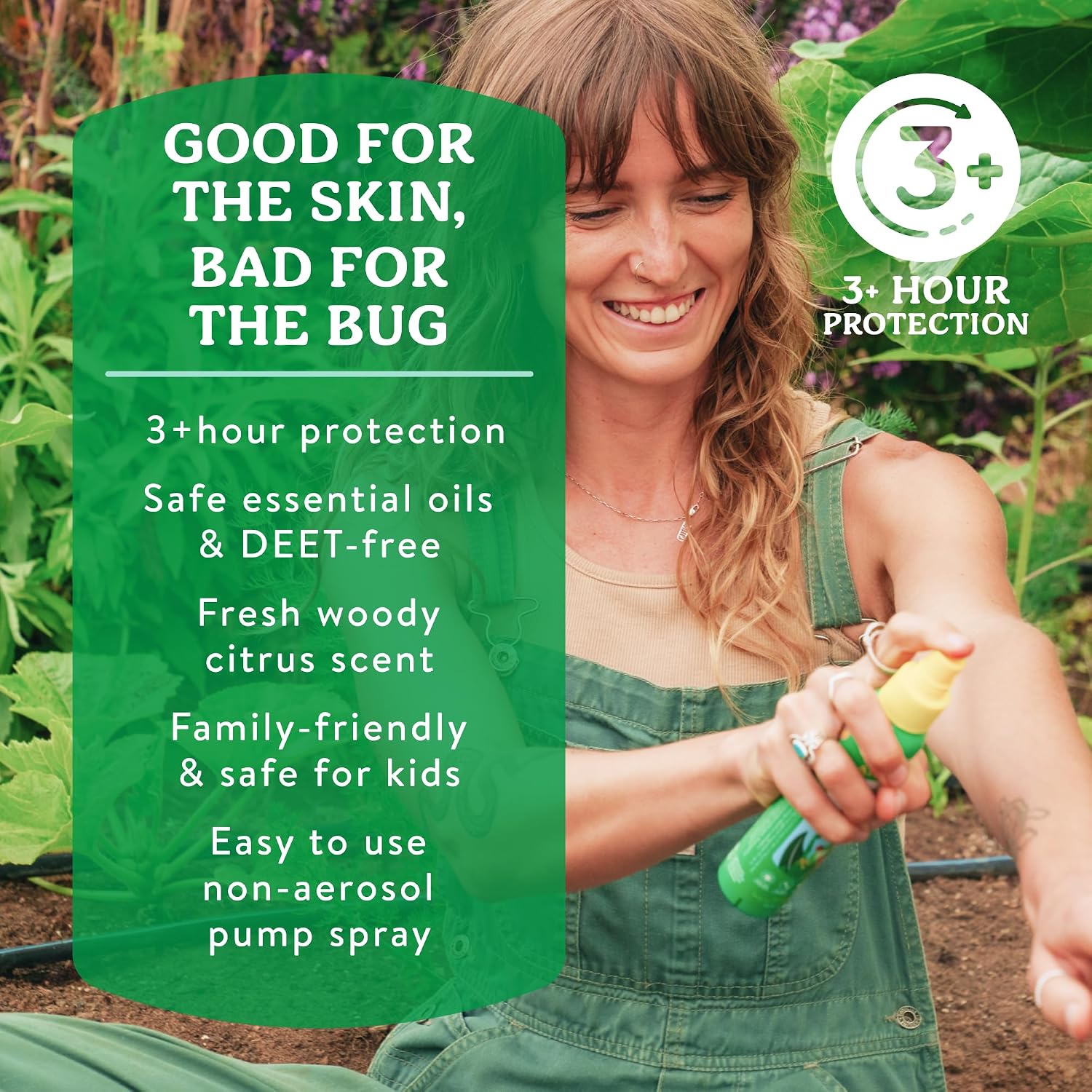 Badger Bug Spray, 3-Hour DEET-Free Mosquito Repellent, Family Friendly, Citronella & Organic Essential Oils, Natural & Vegan Insect Repellent Spray, 4 fl oz Aluminum Bottle