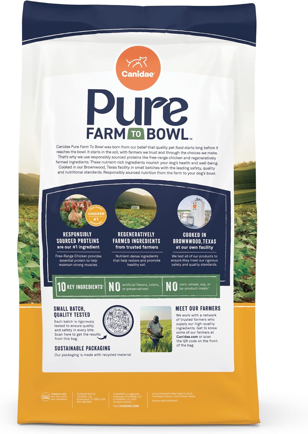 Canidae Pure Farm to Bowl Dry Dog Food - Balanced Nutrition for Adult Dogs - Limited Ingredient Formula - Grain, Wheat & Soy-Free - 22 lb - Wild-Caught Salmon & Sweet Potato Recipe