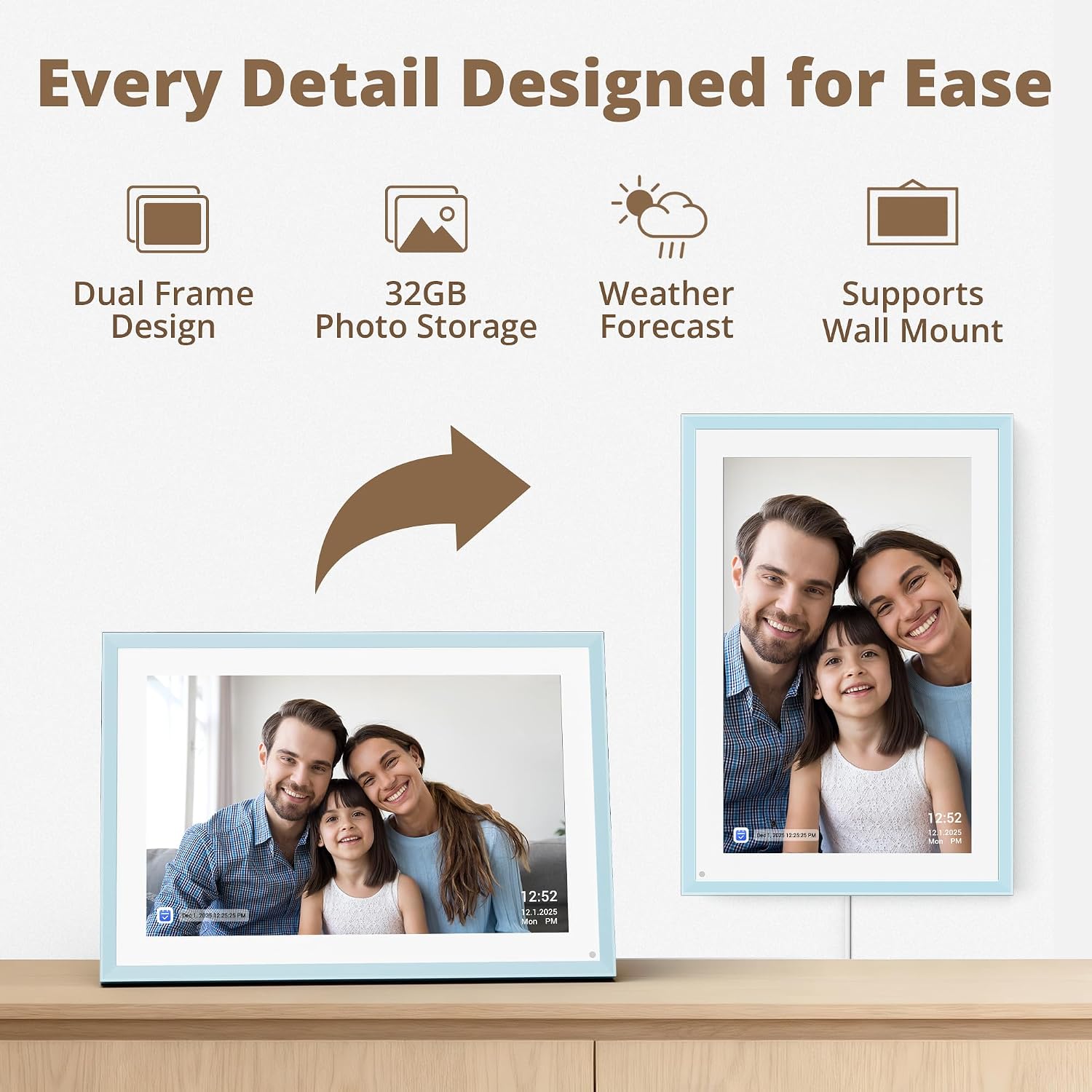 Dragon Touch Digital Picture Frame WiFi 10 inch IPS Touch Screen Digital Photo Frame Display, 32GB Storage, Auto-Rotate, Share Photos via App, Email