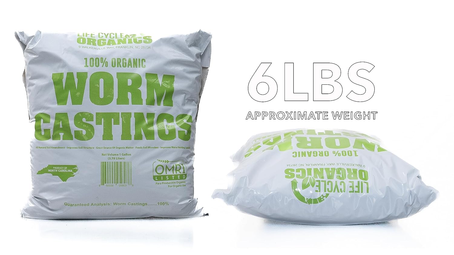 100% Organic Worm Castings 1 Gallon (approximatly 6lbs)