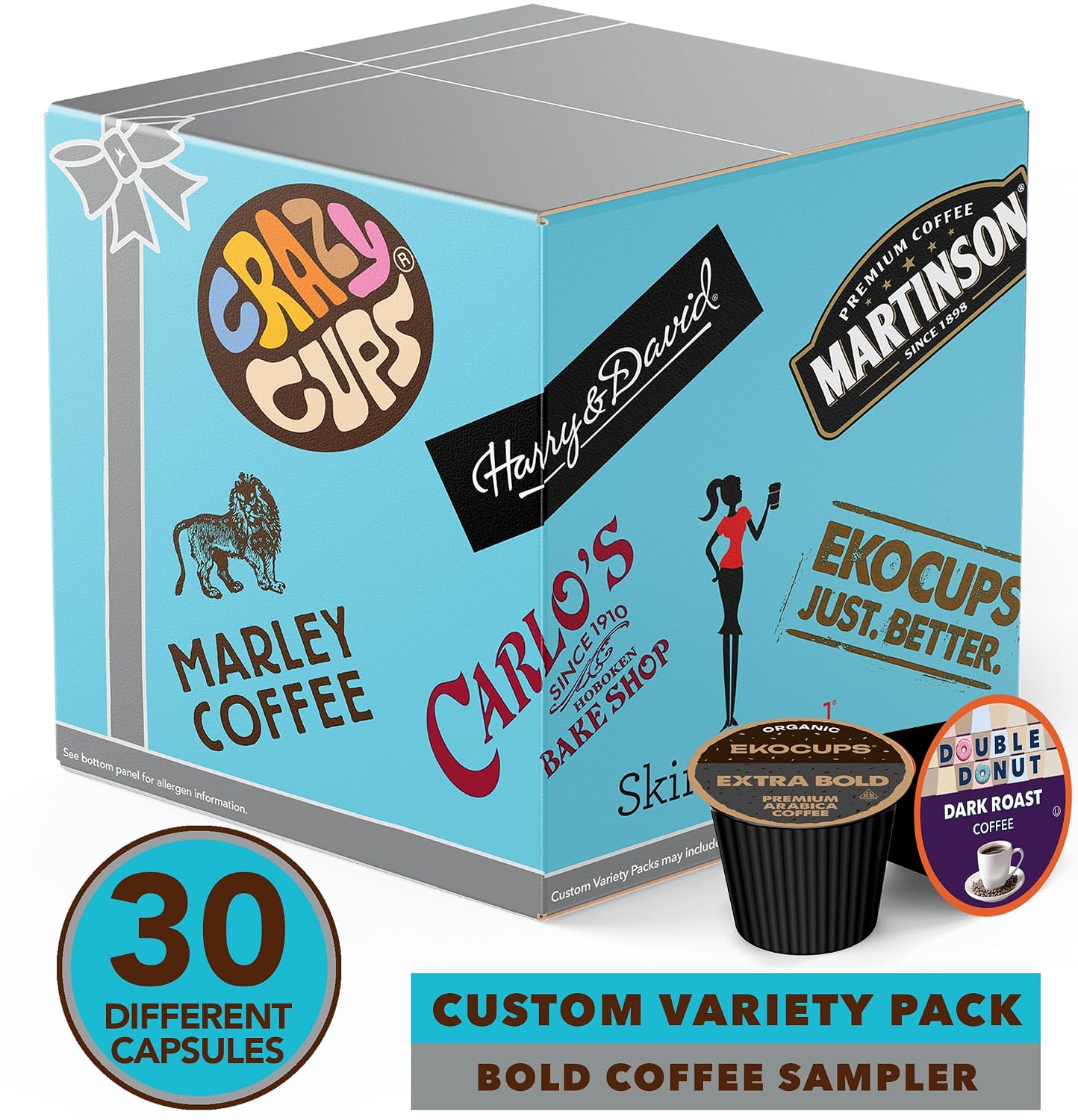 Crazy Cups Custom Variety Pack Coffee Pods | Dark Roast and Bold Flavors | Single Serve Cups for Keurig K-Cup Machines | Robust Assortment with No