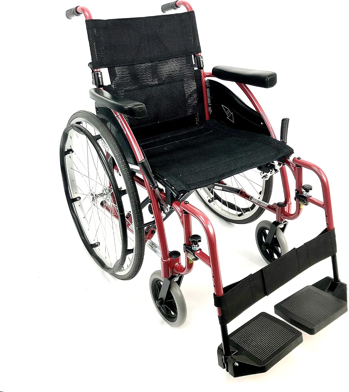 Karman 25 lbs Ergonomic Wheelchair with Removable Footrest 18" Silver