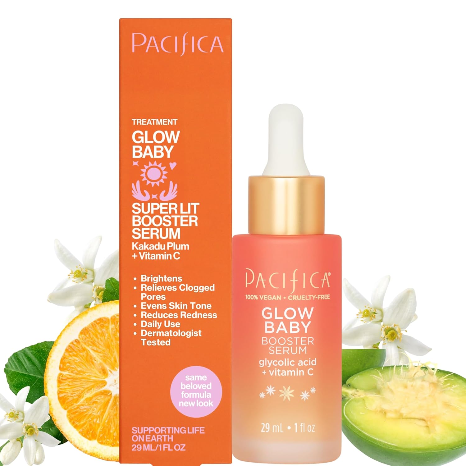 Pacifica Vitamin C Serum for Face – Glow Baby Brightening Facial Serum with Glycolic Acid – Vitamin C Booster Skin Care, Dark Spot Corrector, Vegan Skincare for Glowing Skin, Dermatologist Tested