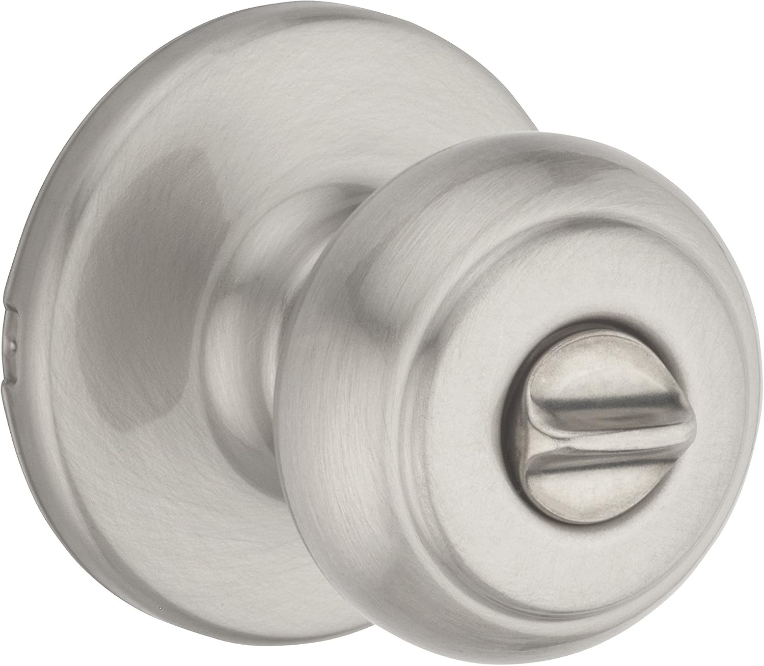 Kwikset Cove Interior Privacy Door Knob with Lock, Door Handle For Bathroom and Bedroom, Satin Nickel Keyless Turn Lock Doorknob, with Microban Protection