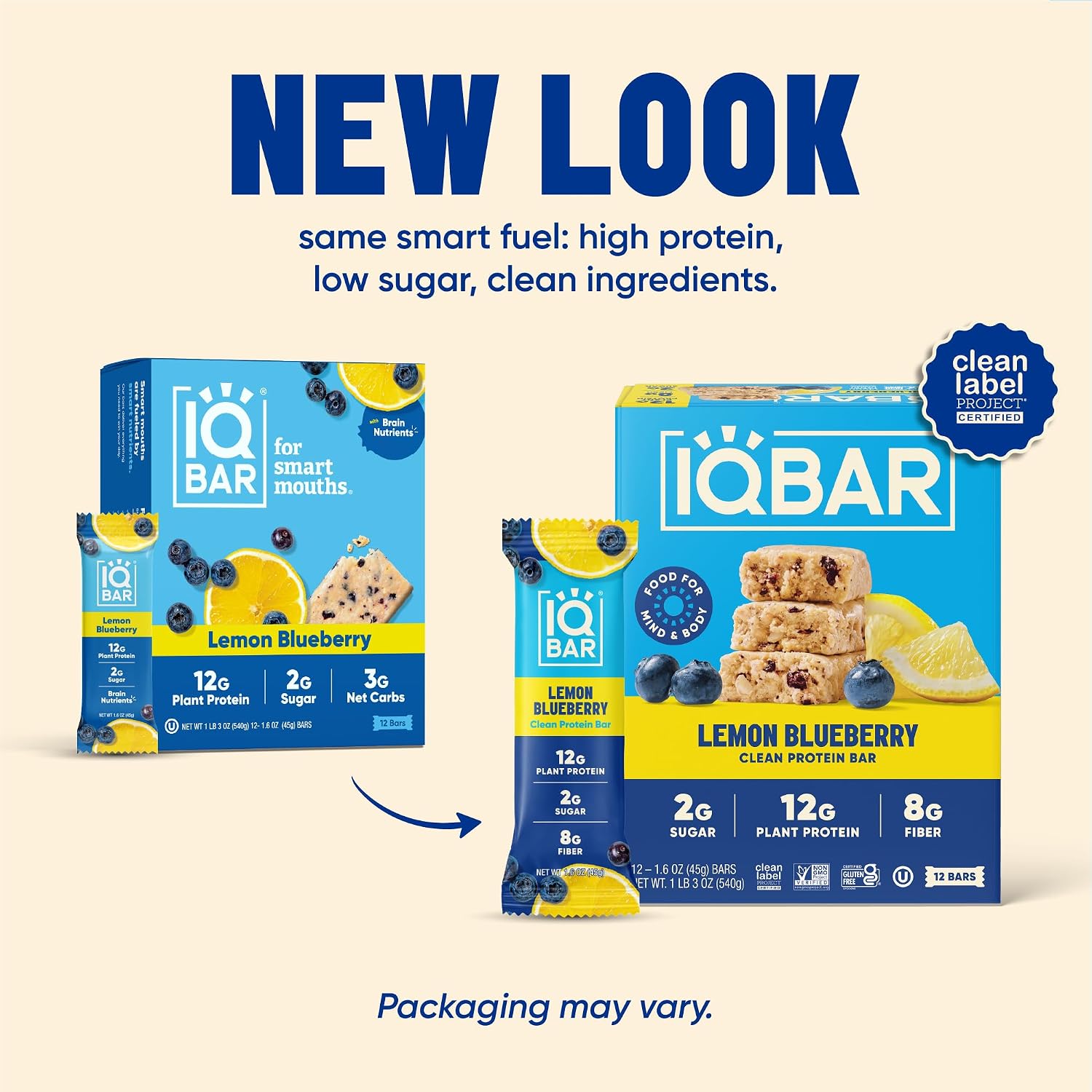 IQBAR Clean Protein Bars, Low Sugar Keto, Banana Nut 12-Count