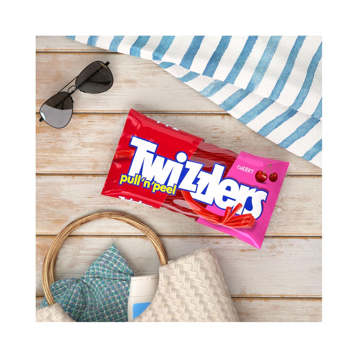 Twizzlers, Pull 'N' Peel Cherry Flavored Licorice Style, Chewy Candy Bag, 14 Ounce