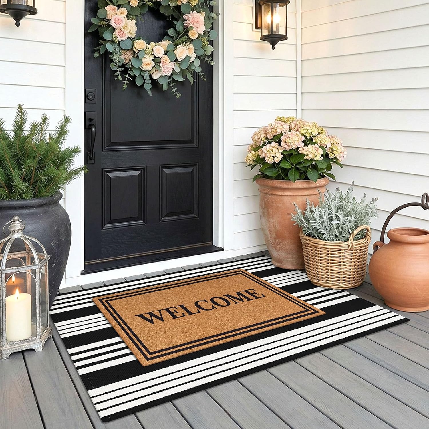 KOZYFLY Black and White Area Rug 3x5 Ft Washable