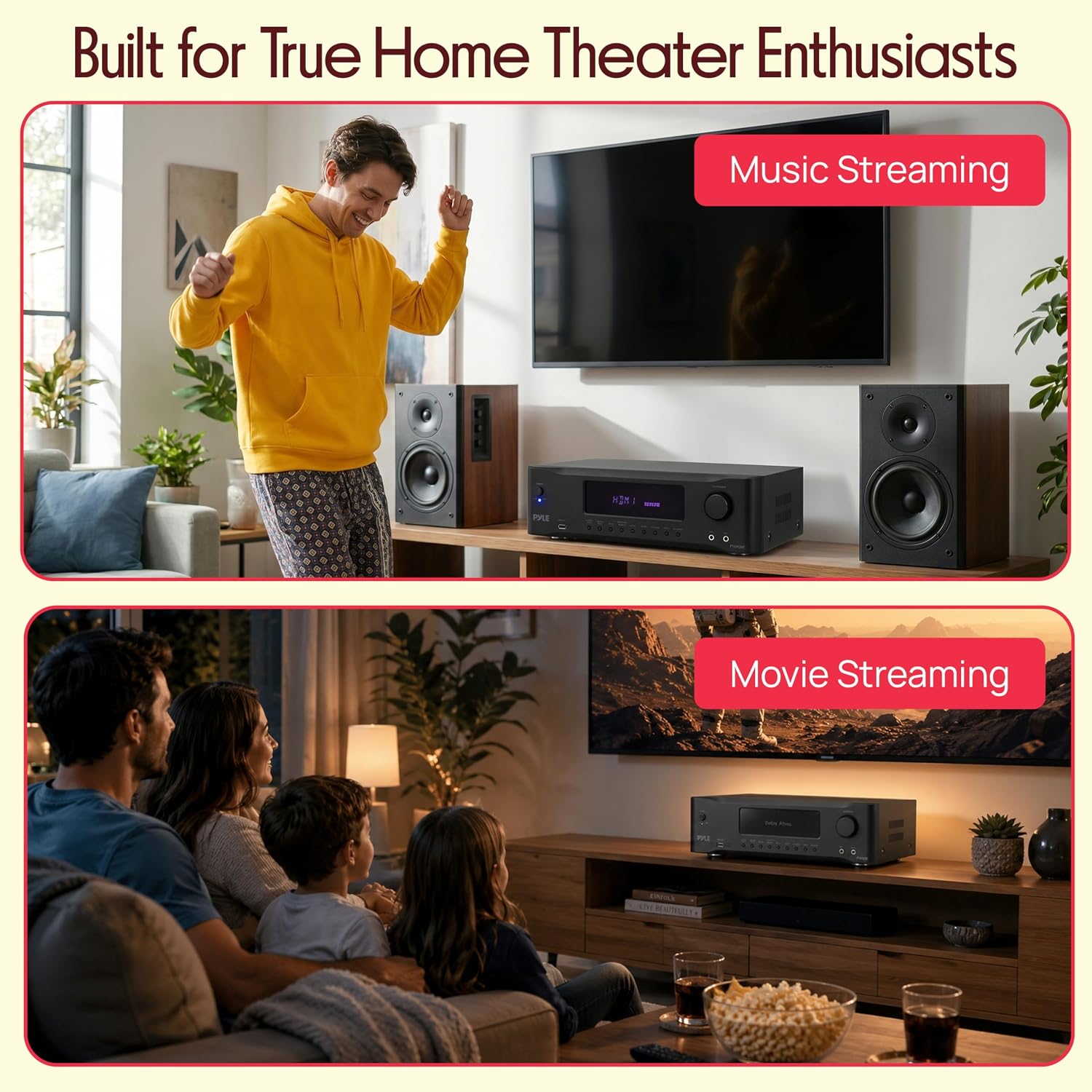 Pyle 9.1 Channel AV Receiver | Audio Amplifier with Subwoofer Output, HDMI 2.1, Bluetooth Streaming | Surround Sound System for TV