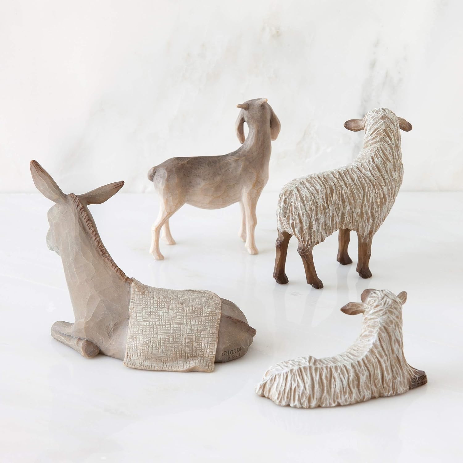 Willow Tree Sheltering Animals for the Holy Family, 4 Piece Nativity Set | Designed by Artist Susan Lordi, Build the Nativity Scene