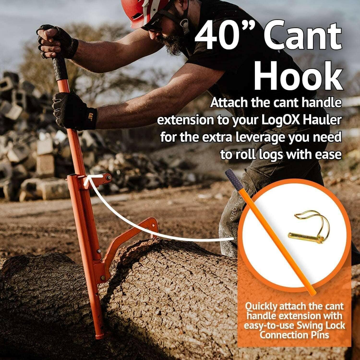 Hauler - 21” Cant Hook Log Roller and Carrier | Orange Powder-Coated Log Hauler Hand Tool for Firewood Harvesting, Brush or Tree Removal. (Patented, Made in USA, With A Warranty)