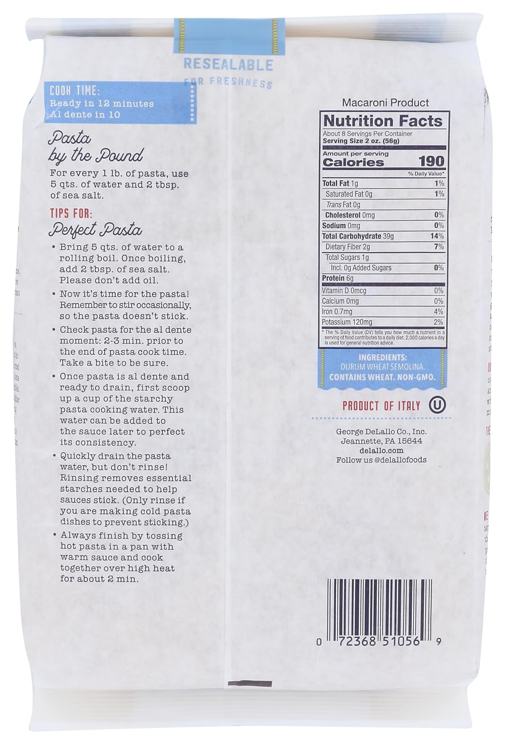 DeLallo Farfalle Pasta, Bow-Tie Shape, Made in Italy, Bronze Cut, Made with Only 100% Durum Wheat Semolina Flour, All Natural, Non-GMO, Kosher, Vegan