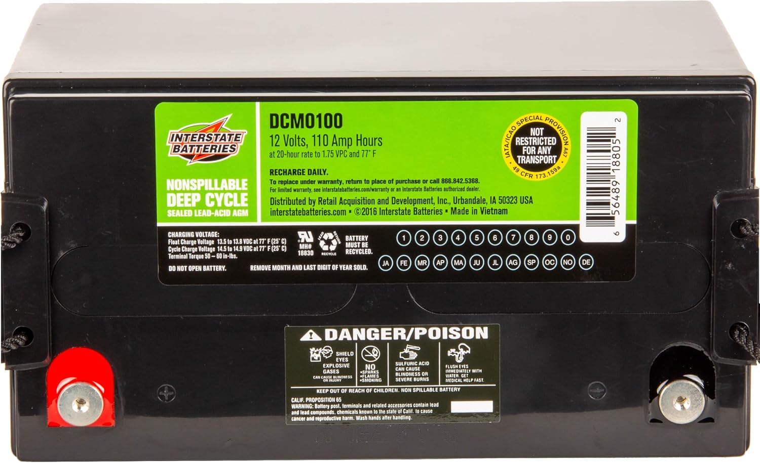 Interstate Batteries 12V 35Ah SLA AGM Deep Cycle Battery Insert Terminal