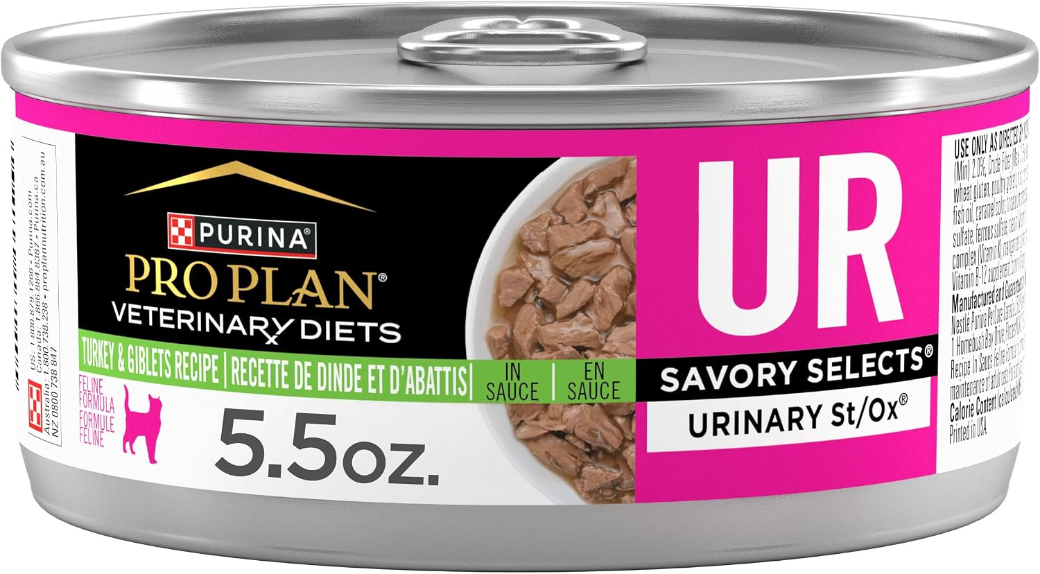 Purina Pro Plan Veterinary Diets UR Urinary St/Ox Savory Selects Feline Formula Turkey & Giblet Recipe in Sauce Wet Cat Food - (Pack of 24) 5.5 oz.