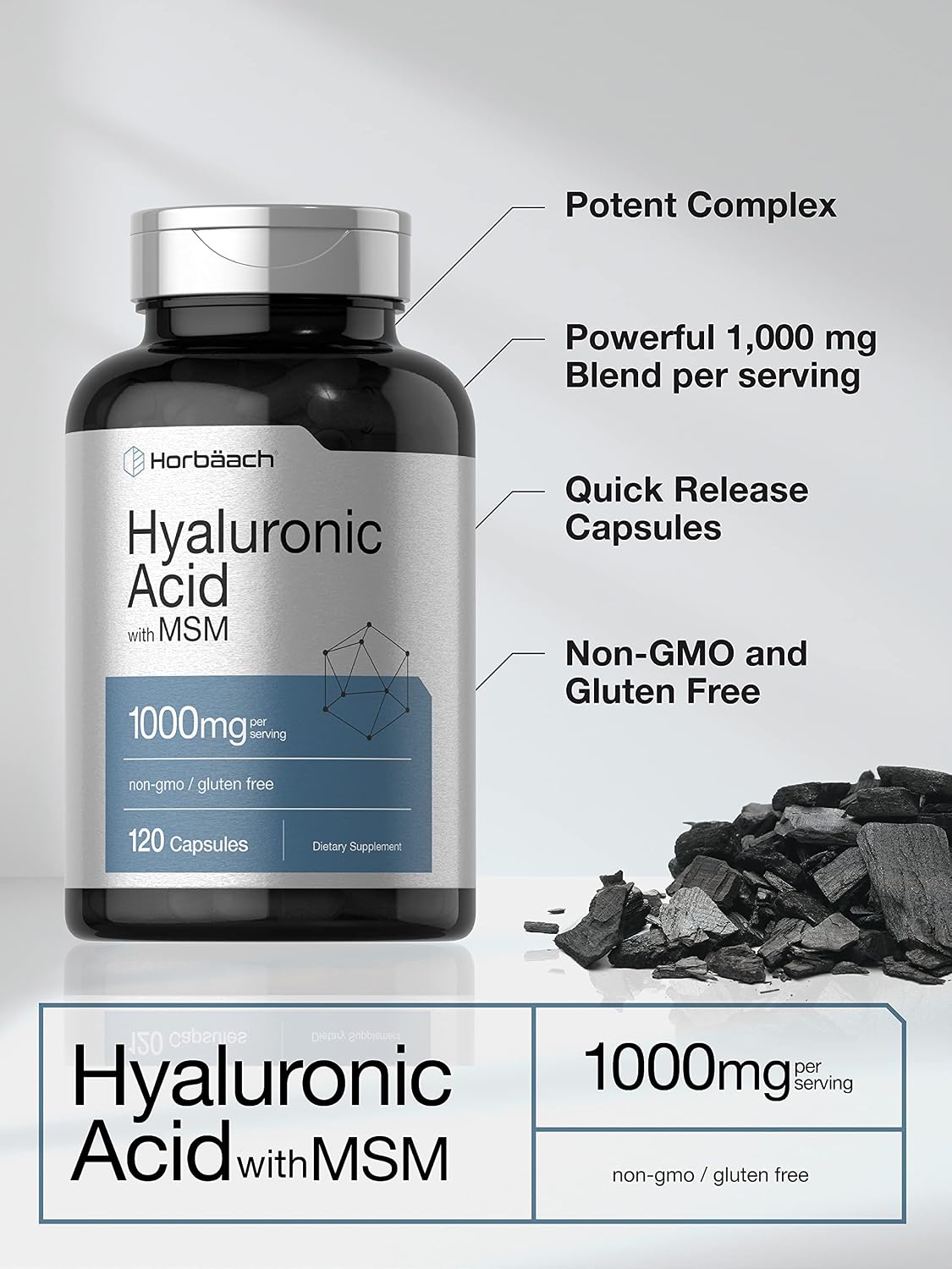 Horbäach Hyaluronic Acid with MSM | 1000 mg | 120 Capsules