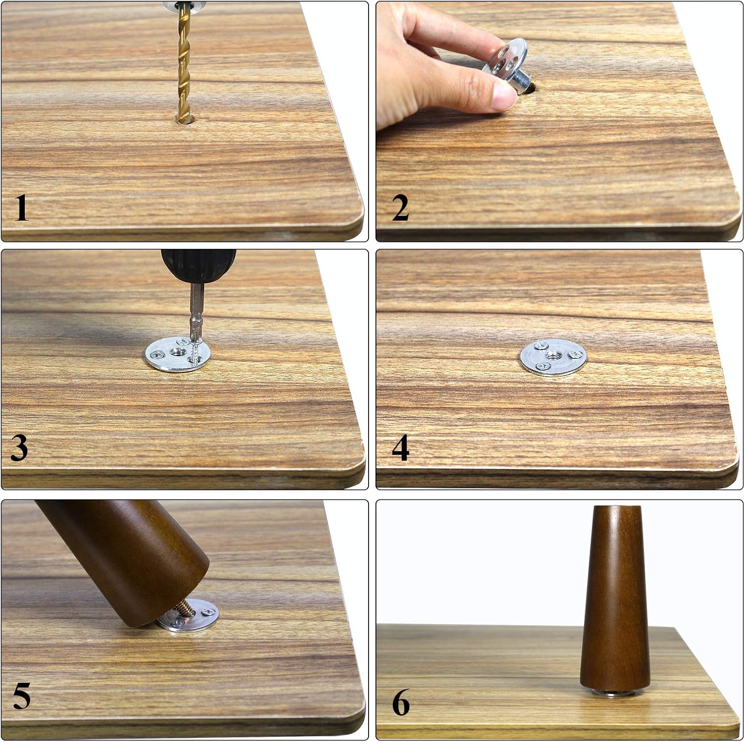 Sofa Legs Square Bed Feet 2 inch Wood Replacement Leg for Furniture Set of 4, Dark Brown