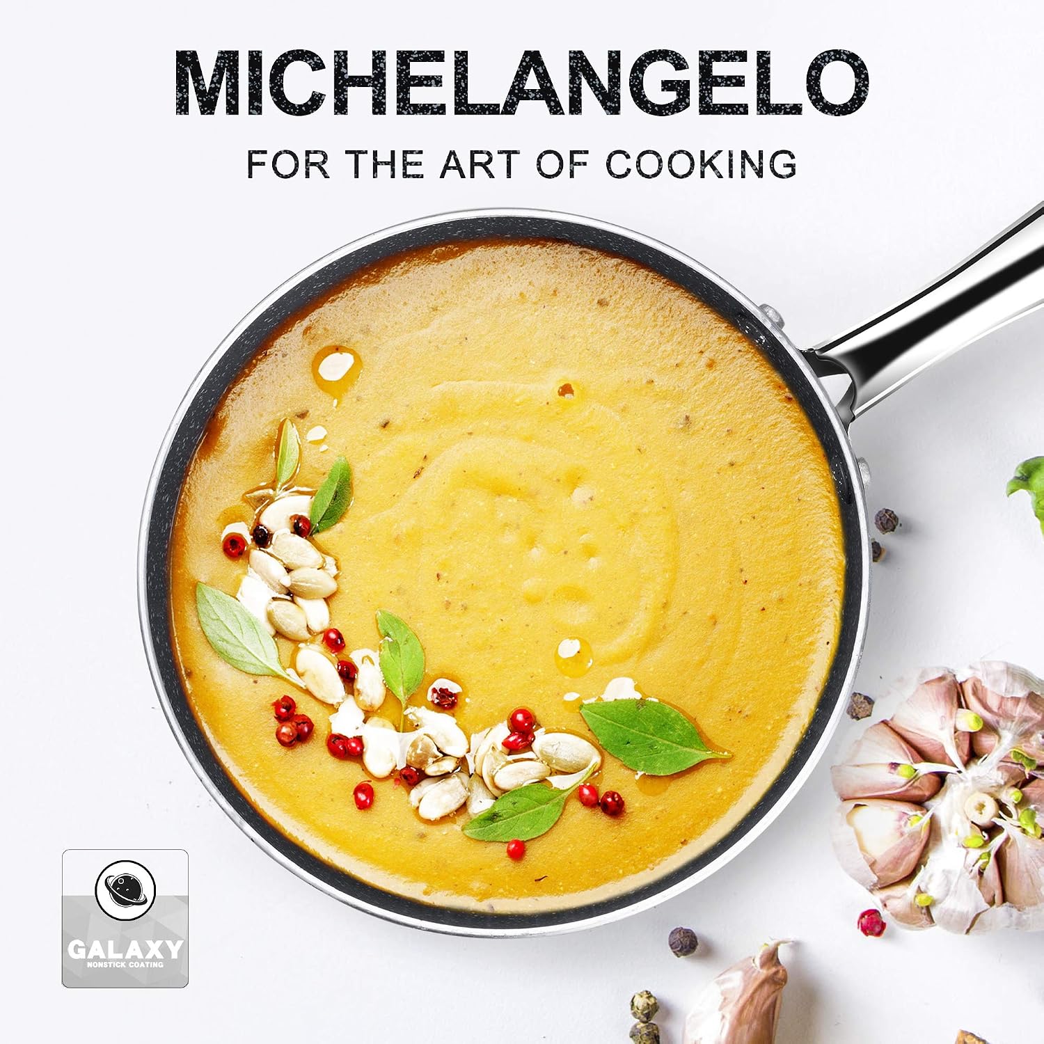 MICHELANGELO 2 Quart Saucepan with Lid, Nonstick Sauce Pan with Healthy Coating, Granite Sauce Pan with Stainless Steel Handle