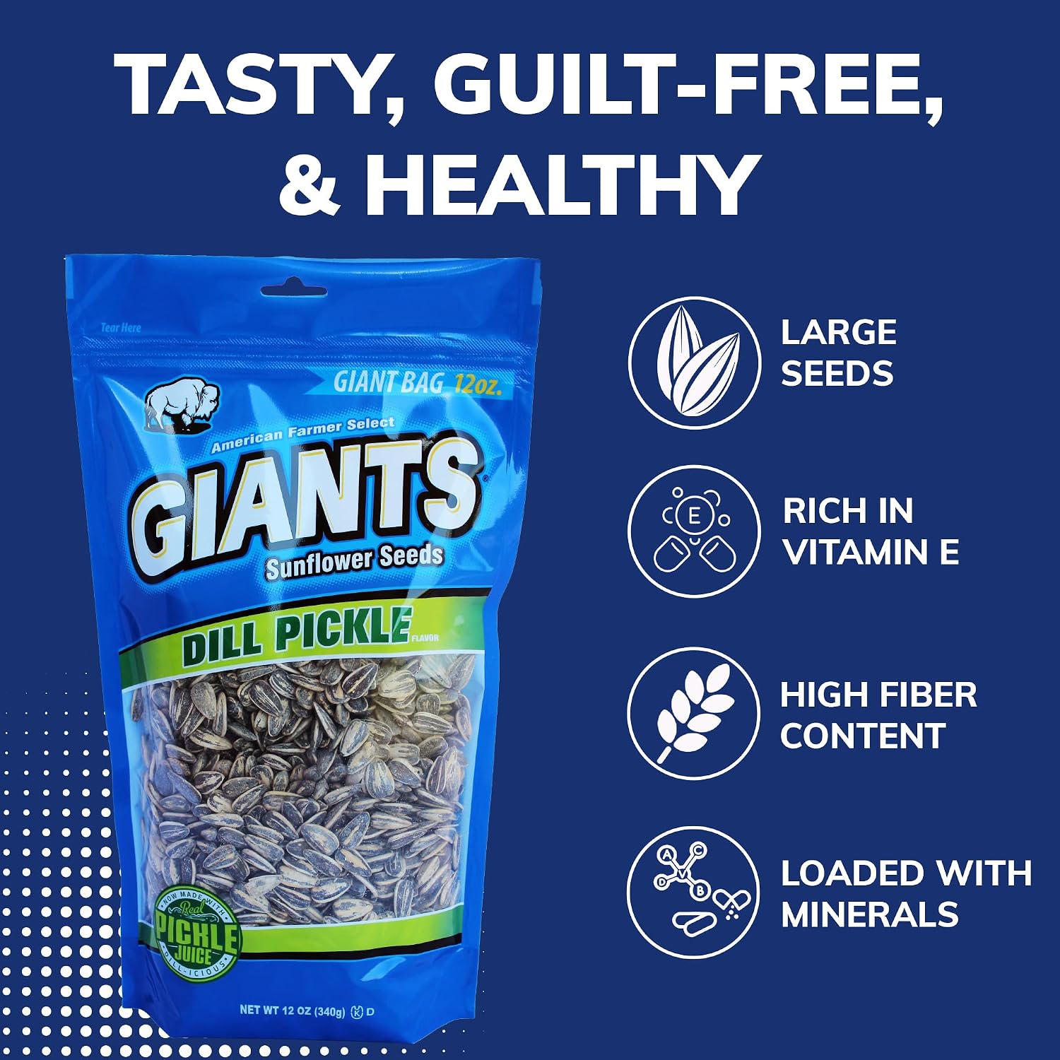 GIANTS Original Sunflower Seeds - Sunflower Seeds to Eat, Sunflower Seeds Bulk, Lightly Salted Sunflower Seeds for Eating, High Protein Snack - 5.75 oz Resealable Bags (Case of 12)