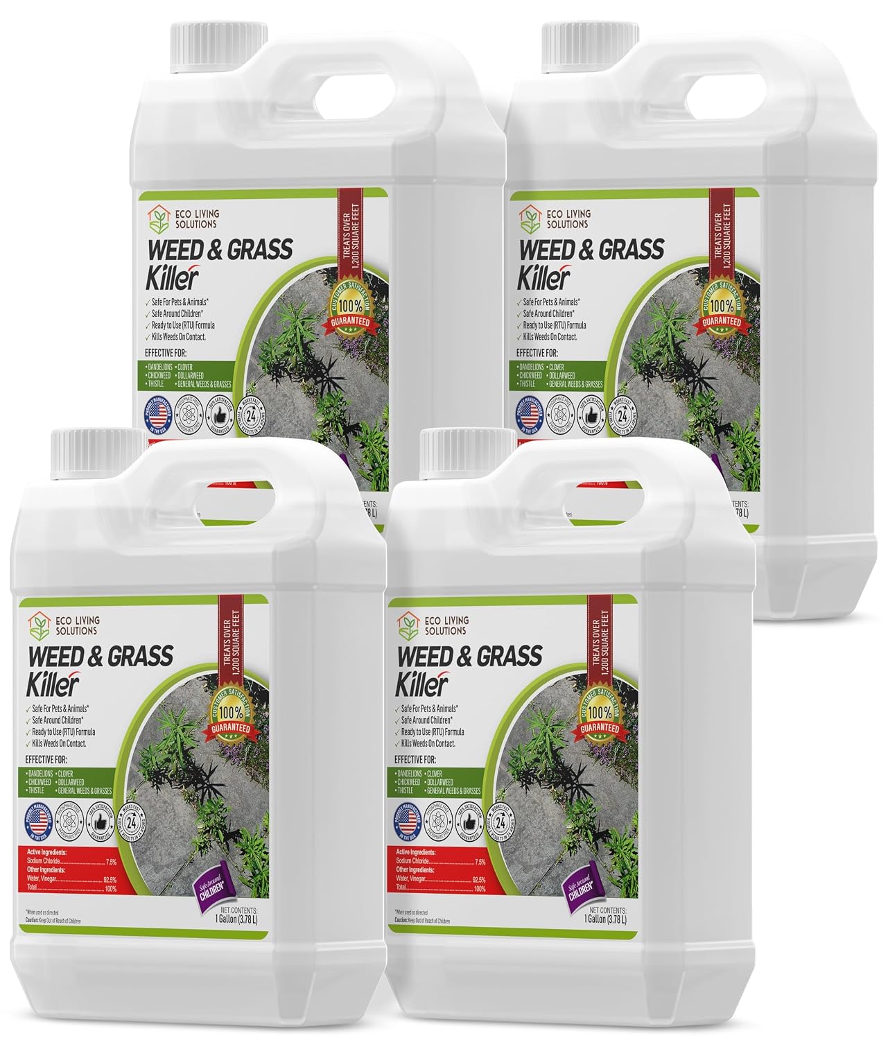 ECO Garden PRO - Organic Vinegar Weed Killer | Kid/Pet Safe | Clover Moss, Green Grass & Poison Ivy Killer for Lawns | Spray Ready Glyphosate Free Herbicide (1 Gallon)