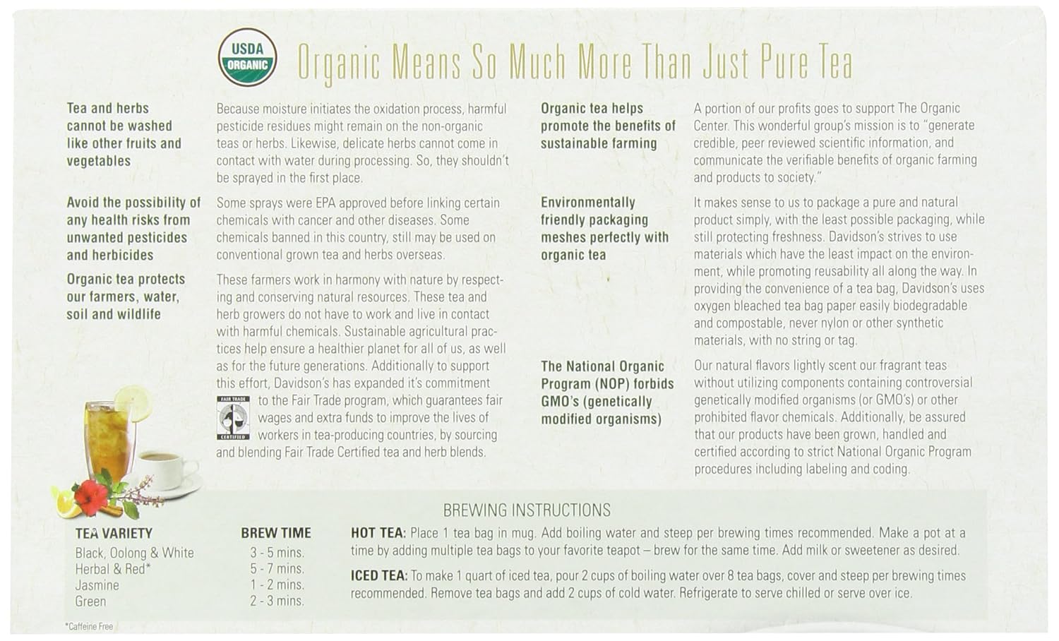 Davidson's Organics, Yerba Mate, 100-count Unwrapped Tea Bags